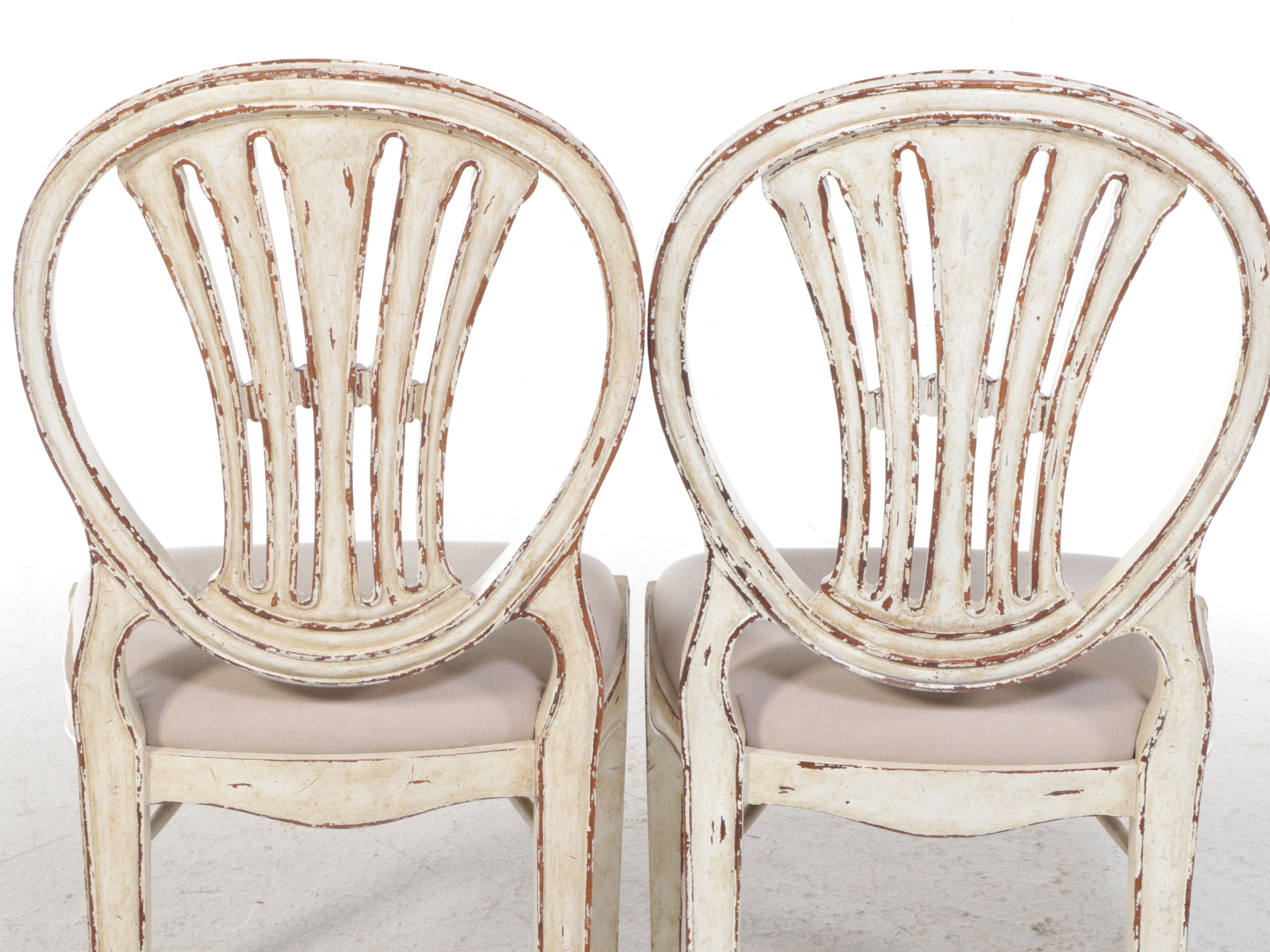 Pair of Federal Style Carved Wheat Form Painted Wood Side Chairs