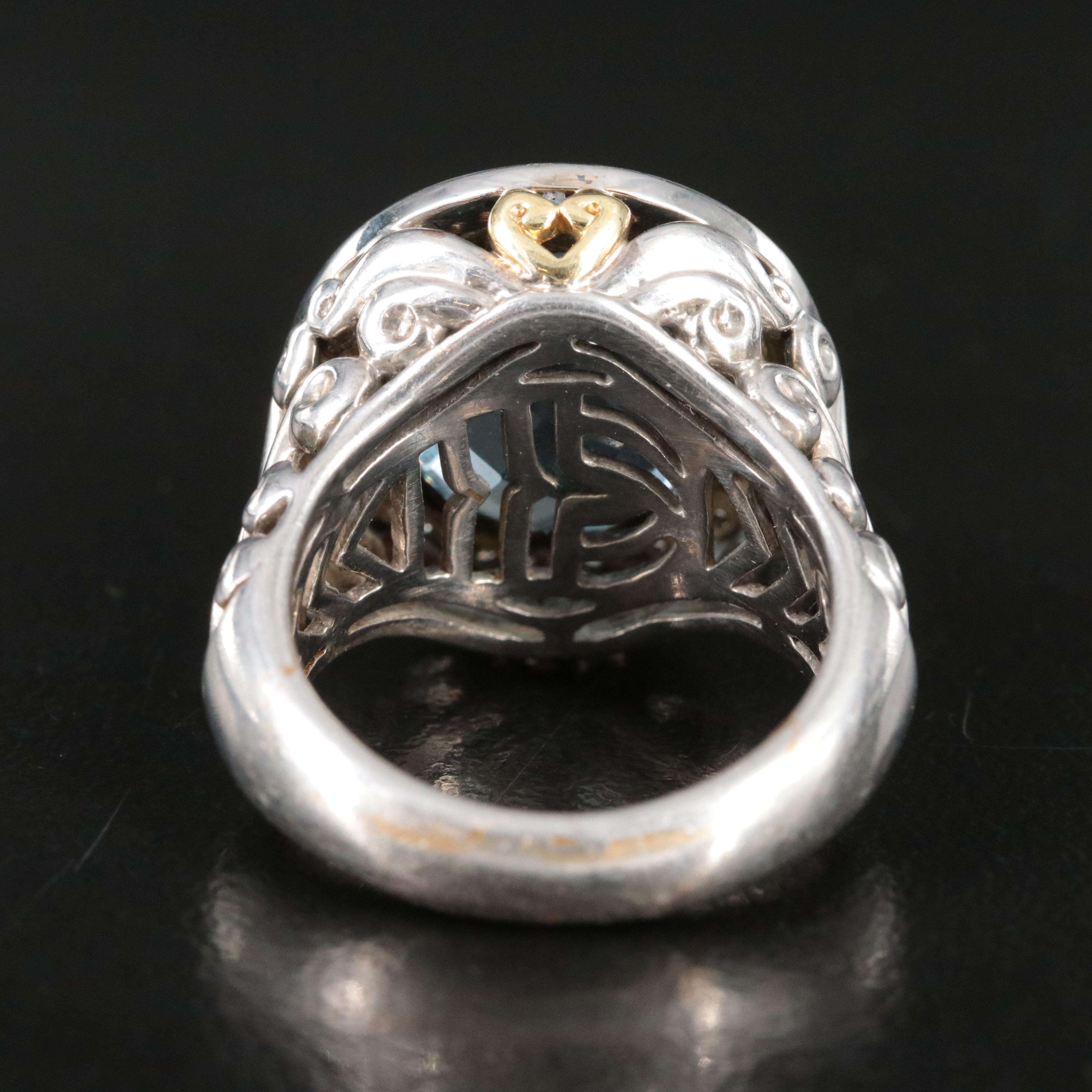 Sterling Blue Topaz and Diamond Ring