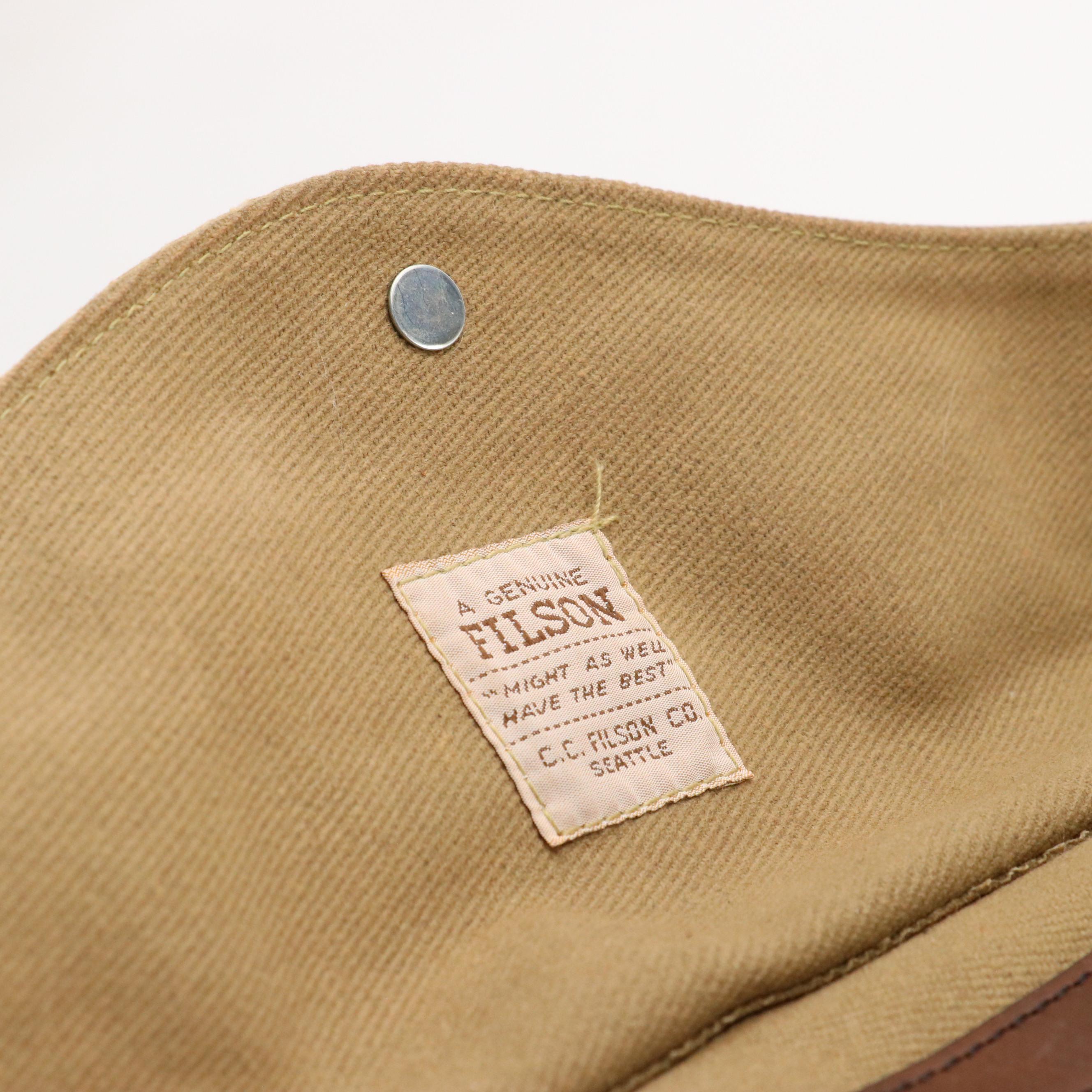 Filson Large Two-Way Duffle Bag in Beige Canvas and Leather Trim