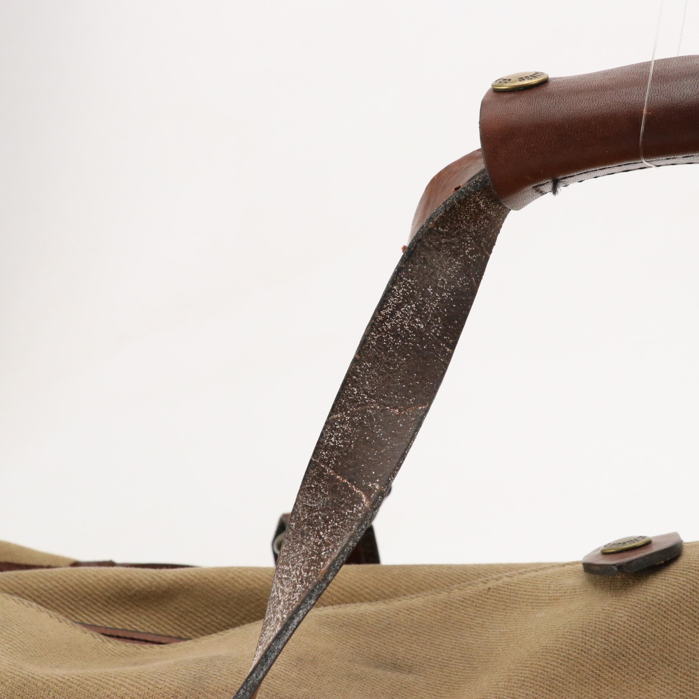 Filson Large Two-Way Duffle Bag in Beige Canvas and Leather Trim