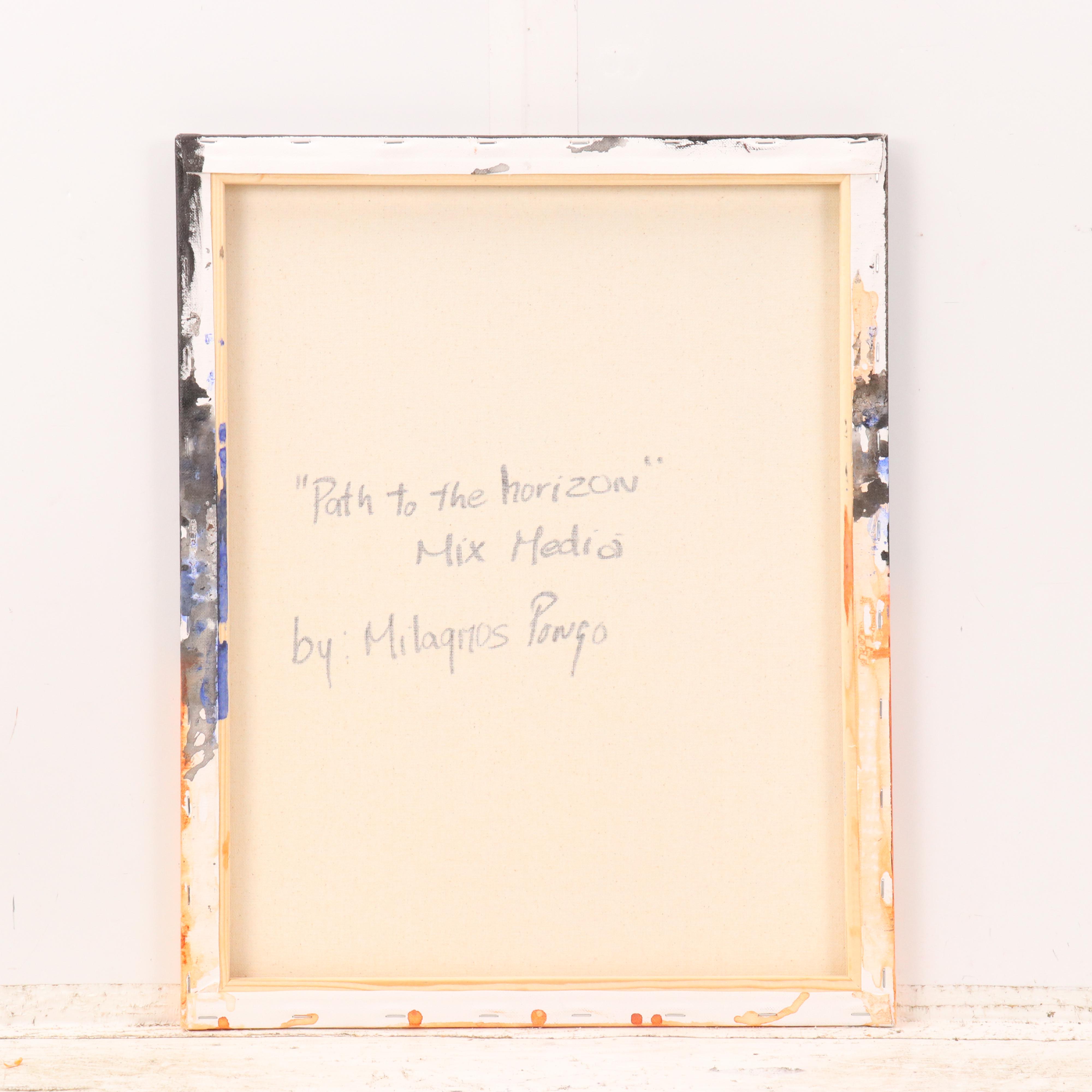 Milagros Pongo Abstract Mixed Media Painting "Path to the Horizon," 21st Century