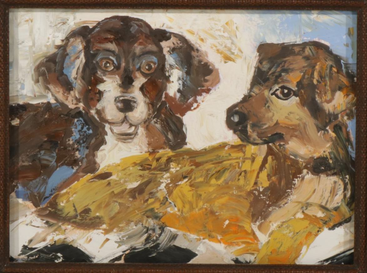 Impasto Oil Painting of Dogs