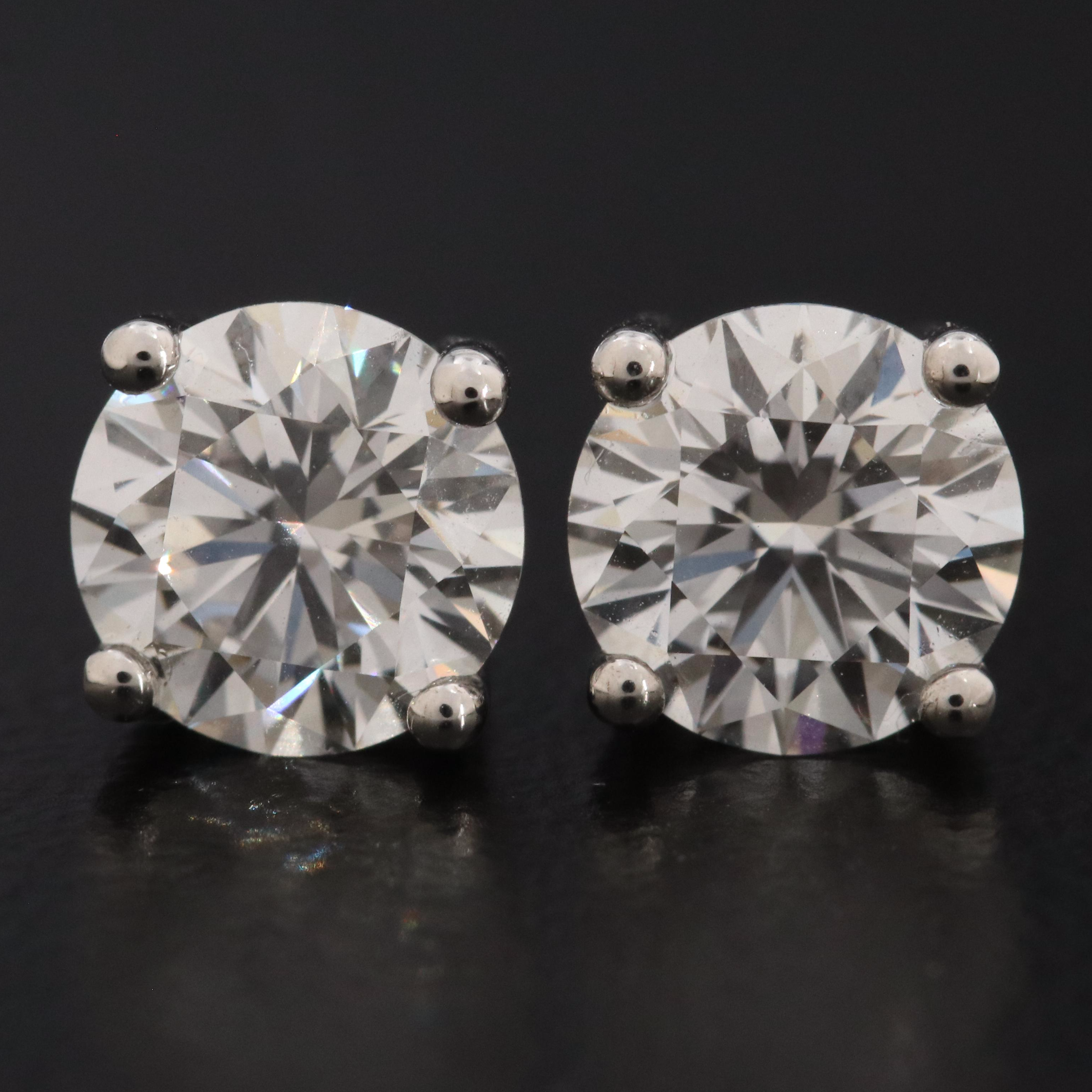 Platinum 2.10 CTW Lab Grown Diamond Solitaire Earrings with IGI Online Reports