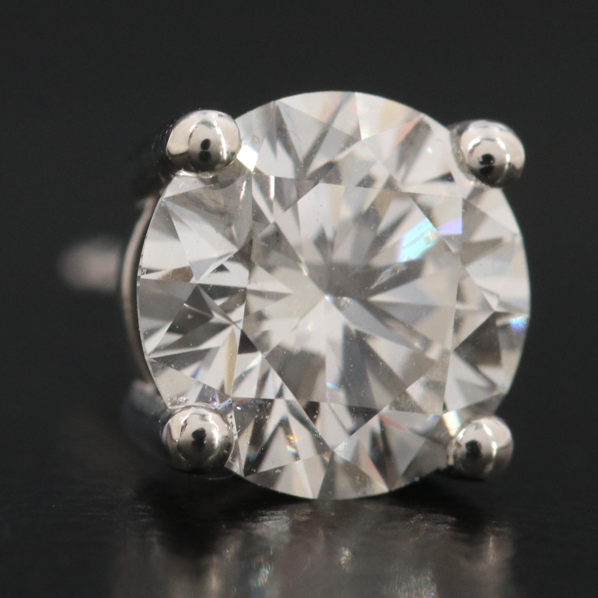 Platinum 2.10 CTW Lab Grown Diamond Solitaire Earrings with IGI Online Reports