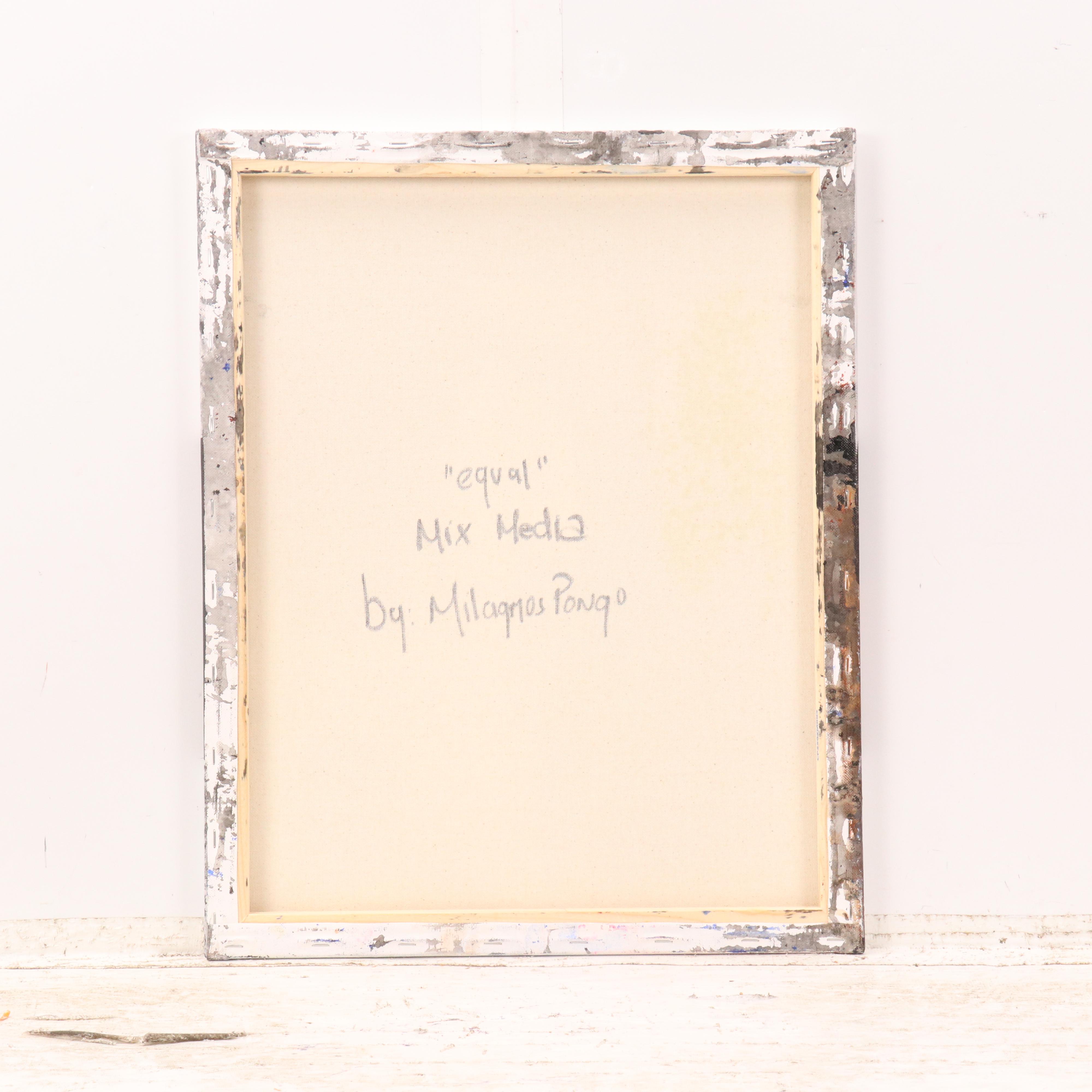 Milagros Pongo Abstract Mixed Media Painting "Equal," 21st Century