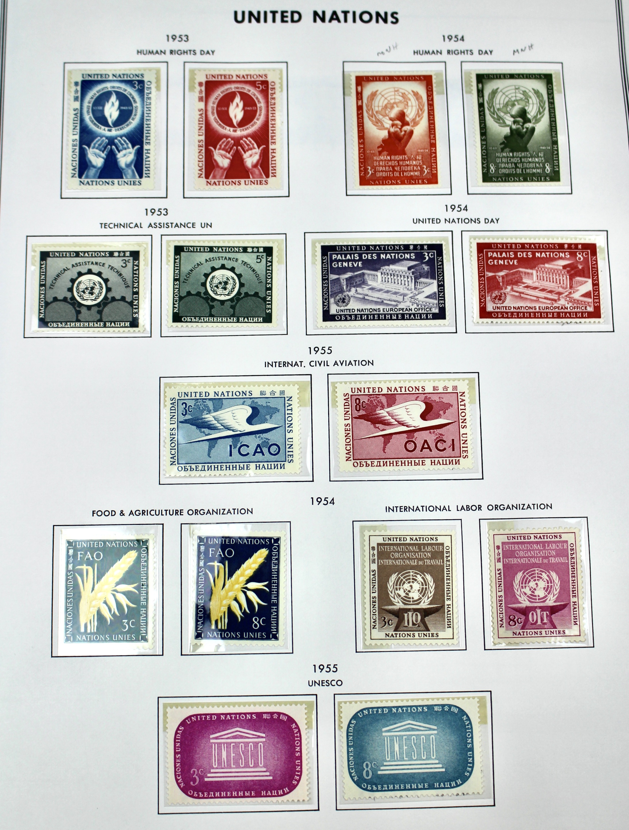 Mint Never Hinged U.N. Stamp Collection, 1951 to 1982