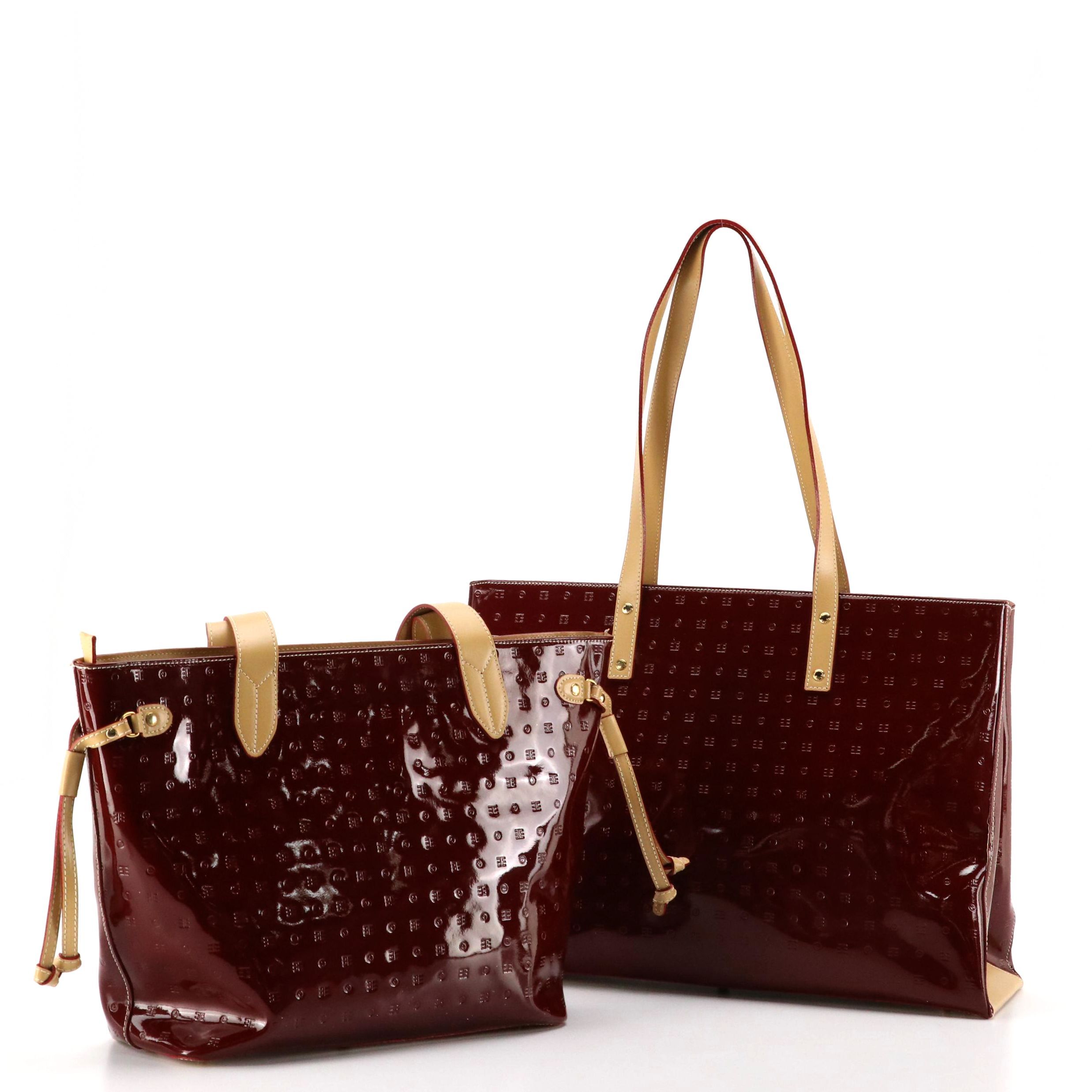 Arcadia Large Tote and Shoulder Bag in Embossed Patent Leather