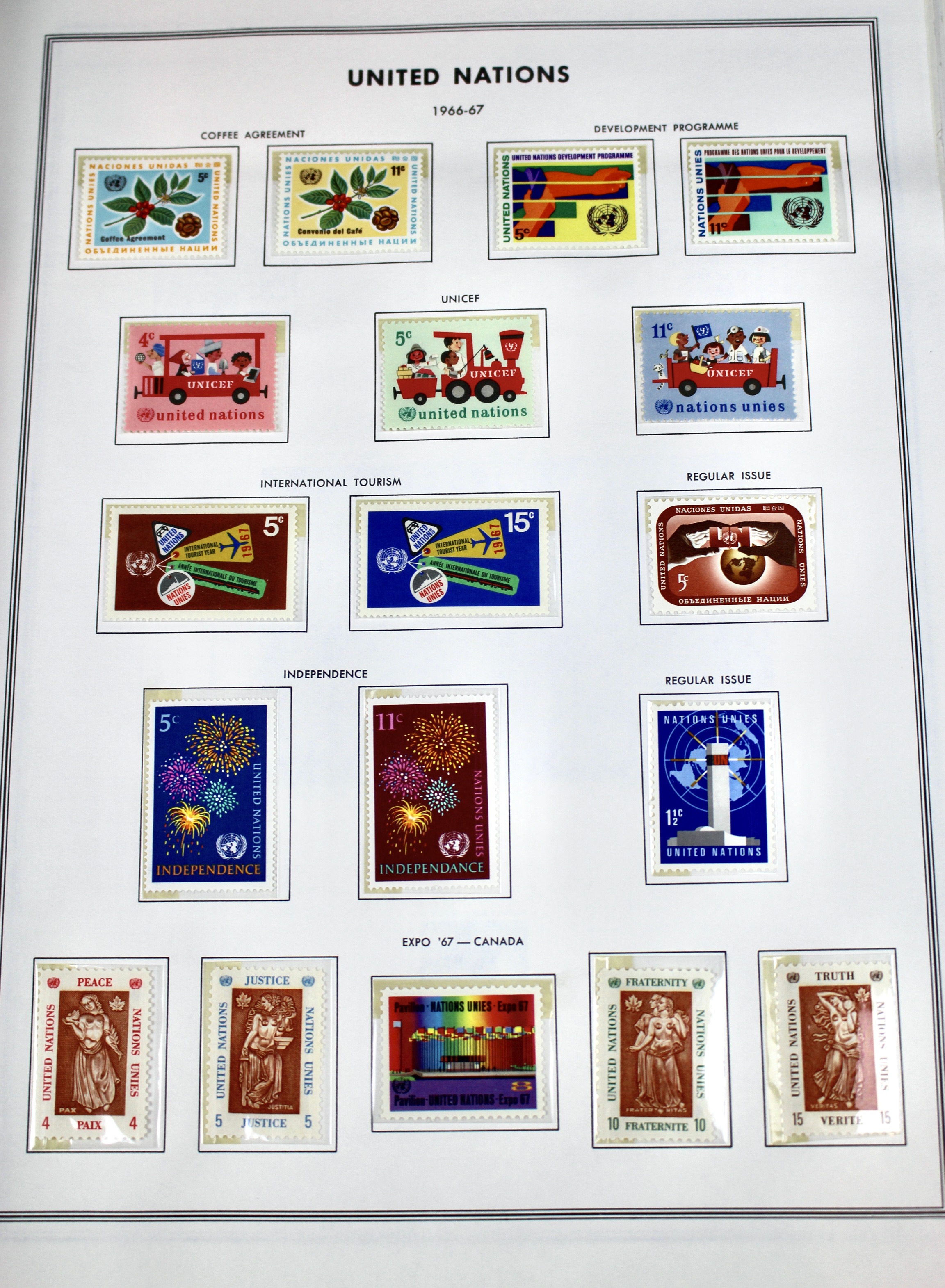 Mint Never Hinged U.N. Stamp Collection, 1951 to 1982