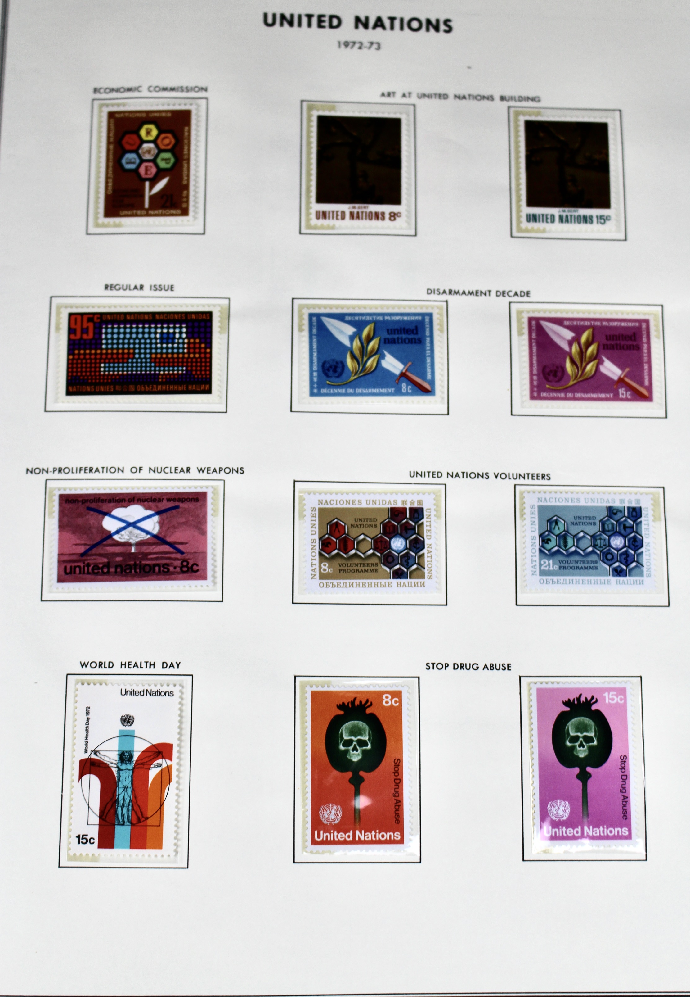 Mint Never Hinged U.N. Stamp Collection, 1951 to 1982