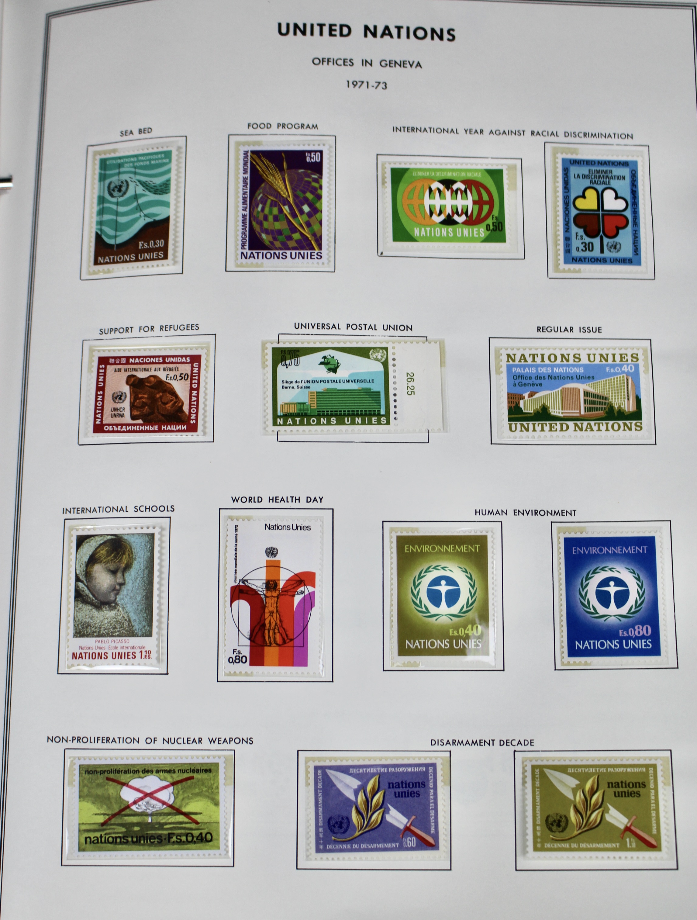 Mint Never Hinged U.N. Stamp Collection, 1951 to 1982