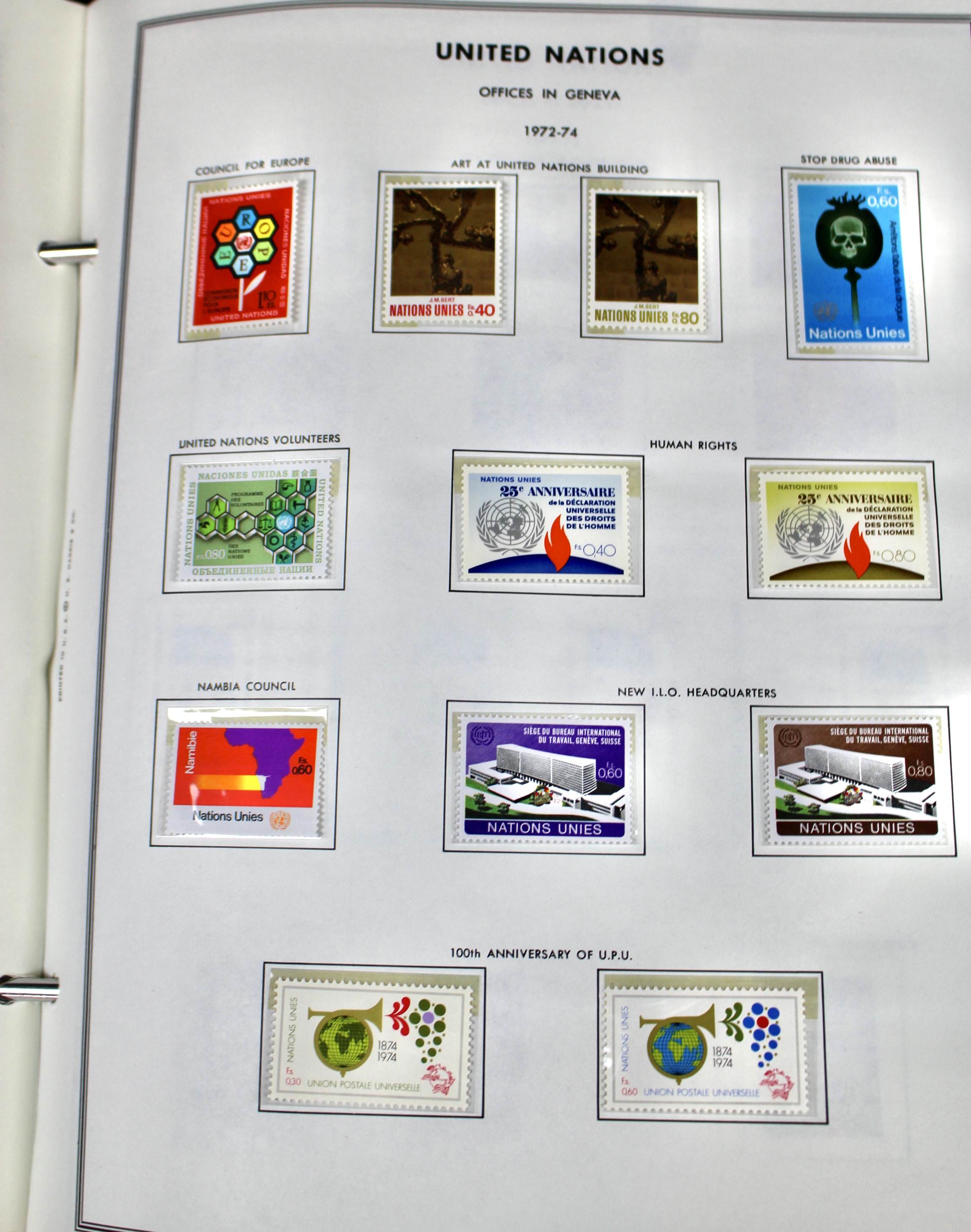 Mint Never Hinged U.N. Stamp Collection, 1951 to 1982