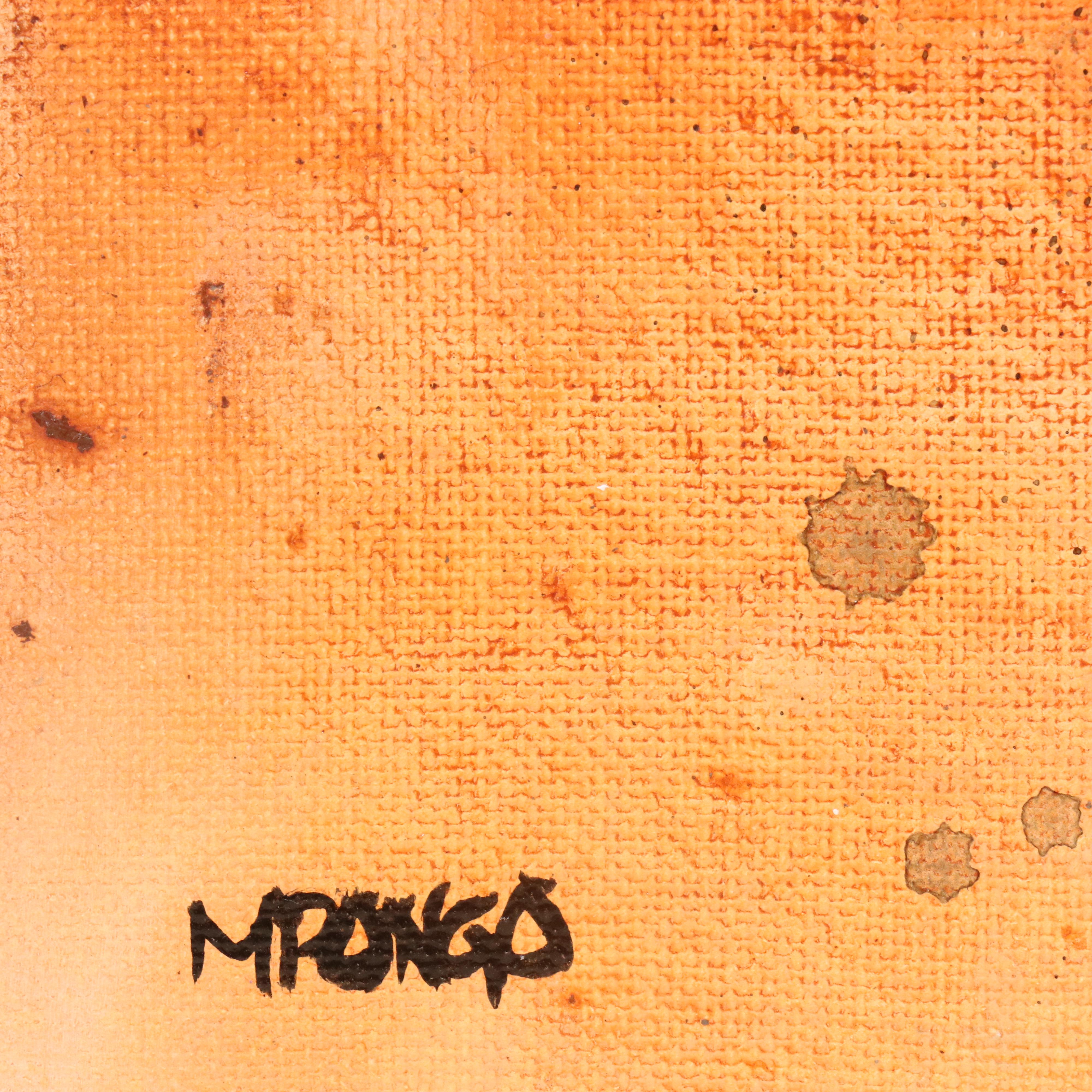 Milagros Pongo Abstract Mixed Media Painting "Minino," 21st Century