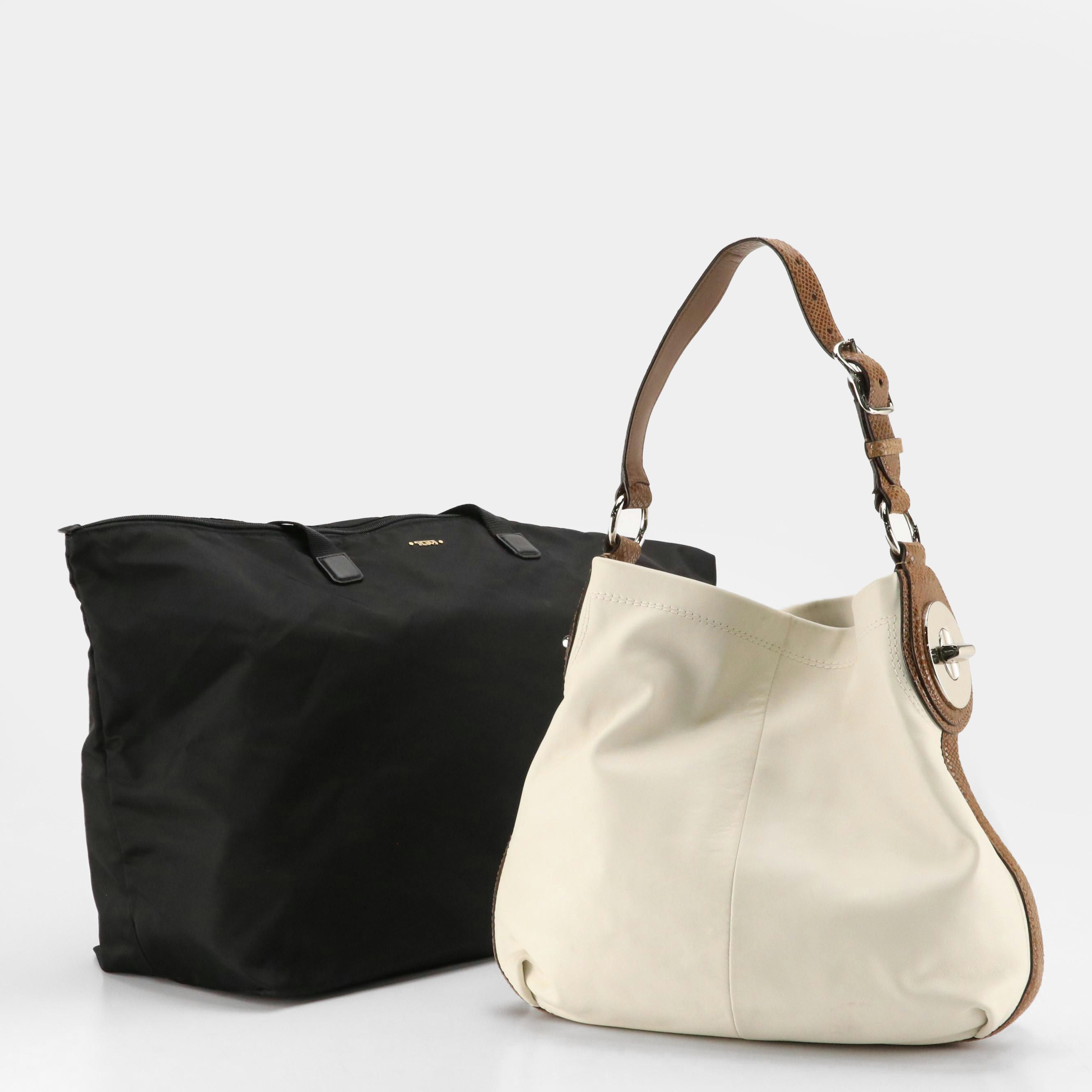Coach Penelope Hobo Shoulder Bag in White Leather and Tumi Travel Bag