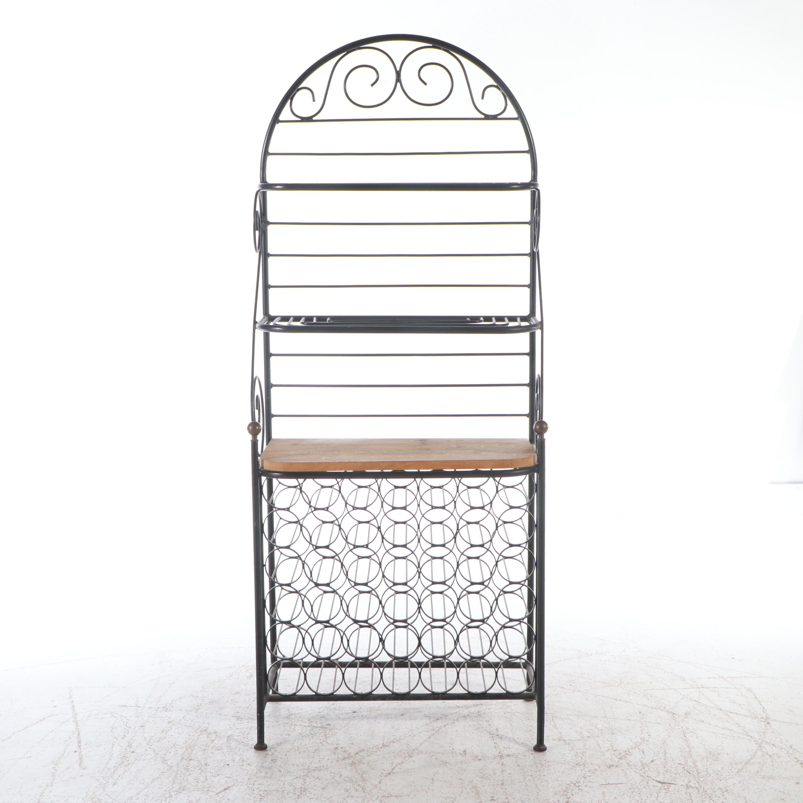 Wrought Iron and Wood Wine Rack