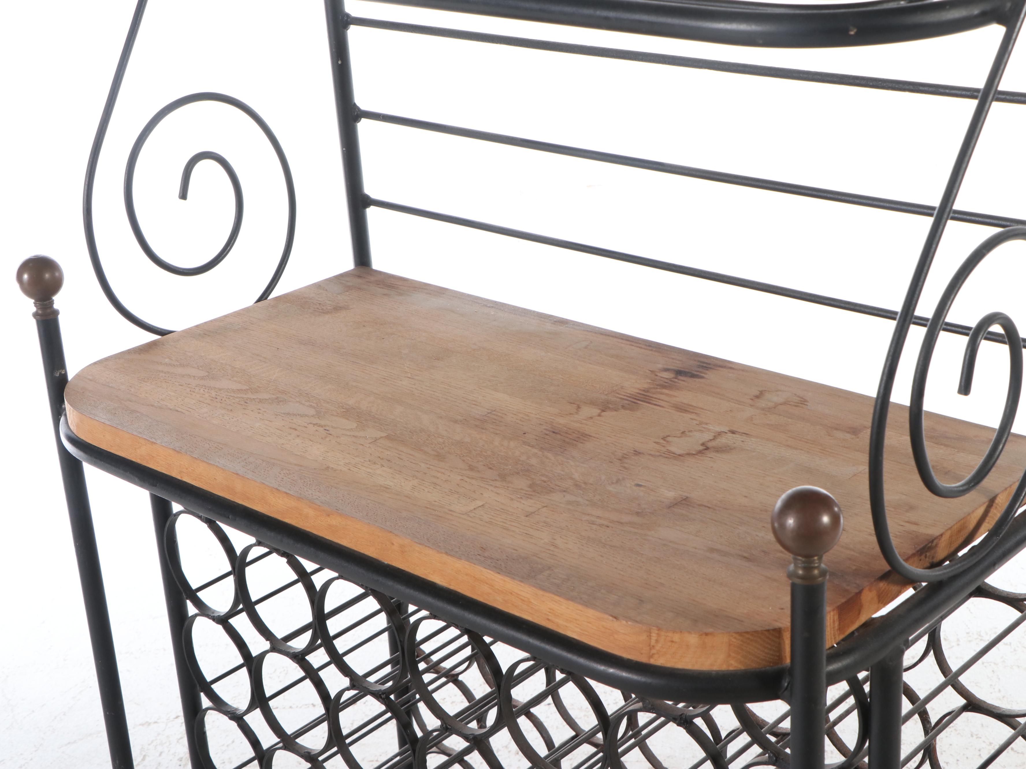 Wrought Iron and Wood Wine Rack