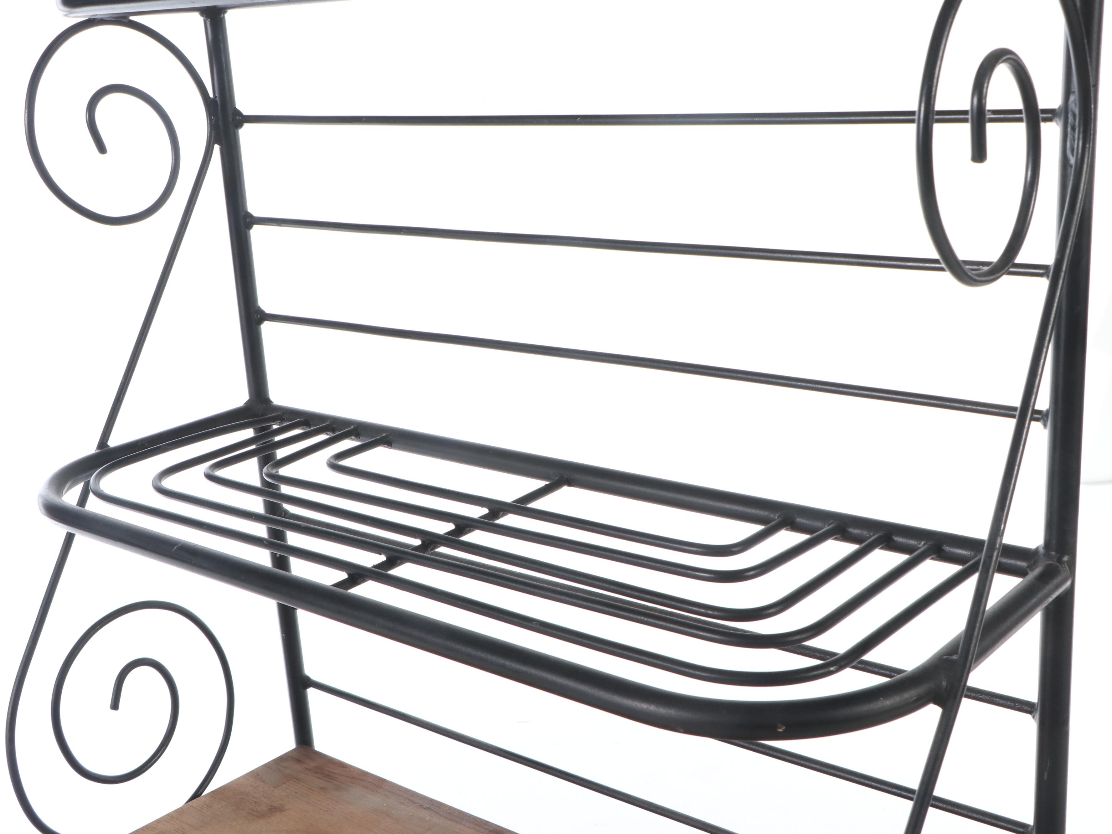 Wrought Iron and Wood Wine Rack