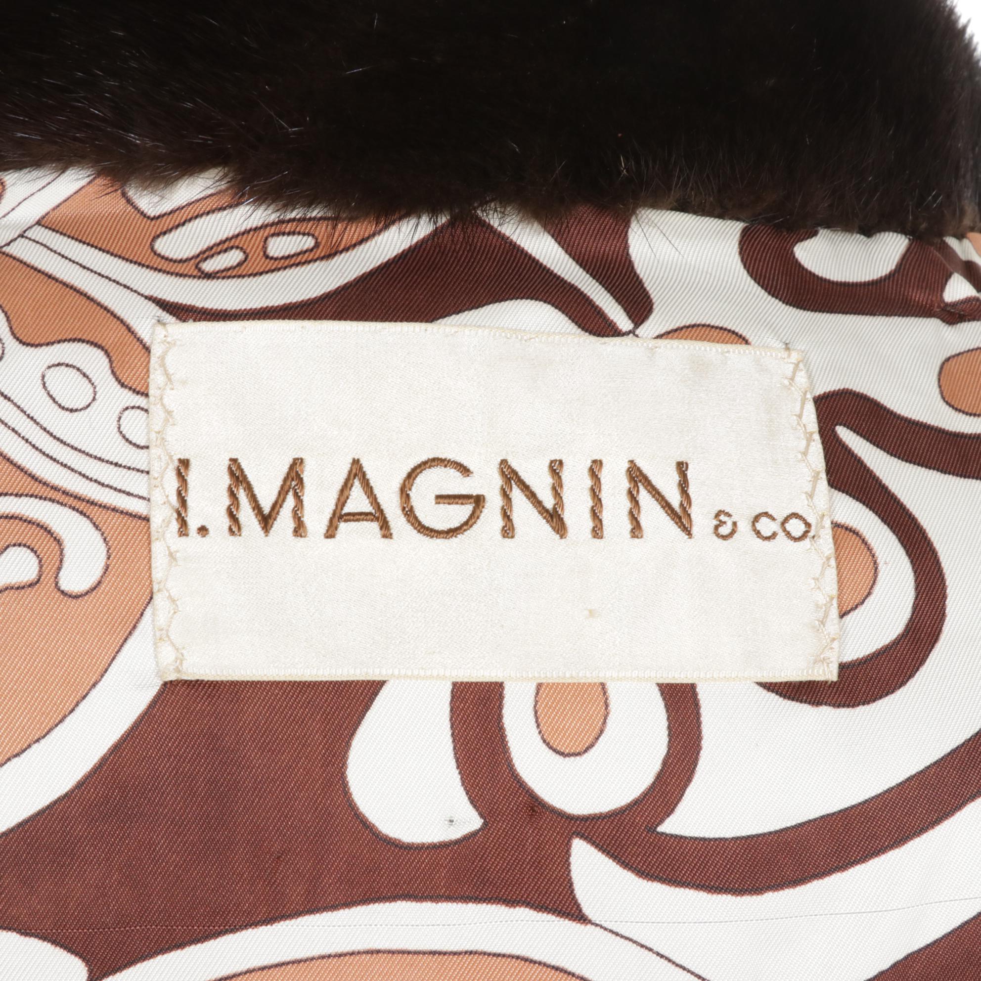 Striped Black and White Mink Fur Jacket with Two-Way Zippers by I. Magnin & Co.