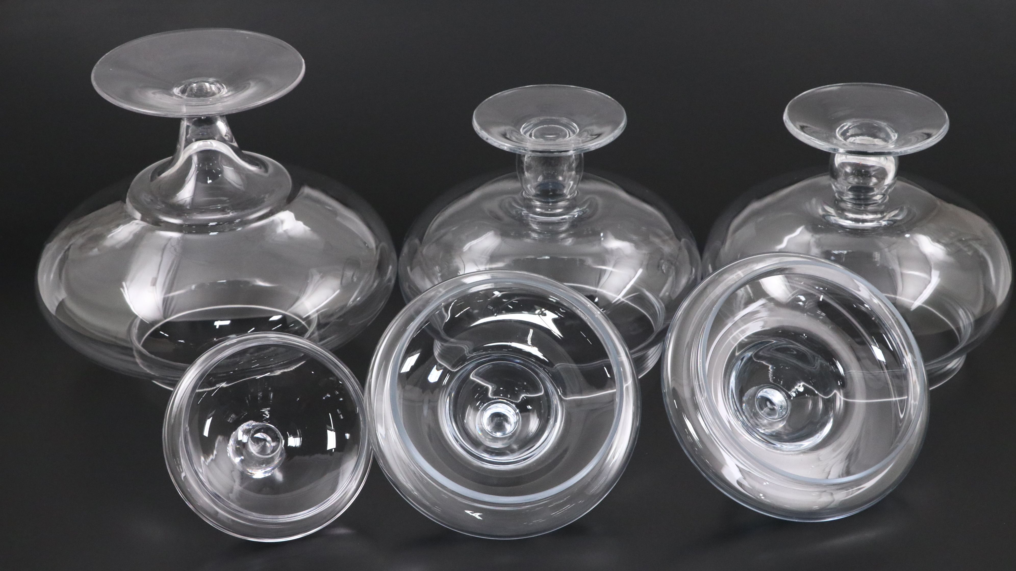 Three Clear Glass Apothecary Style Lidded Jars