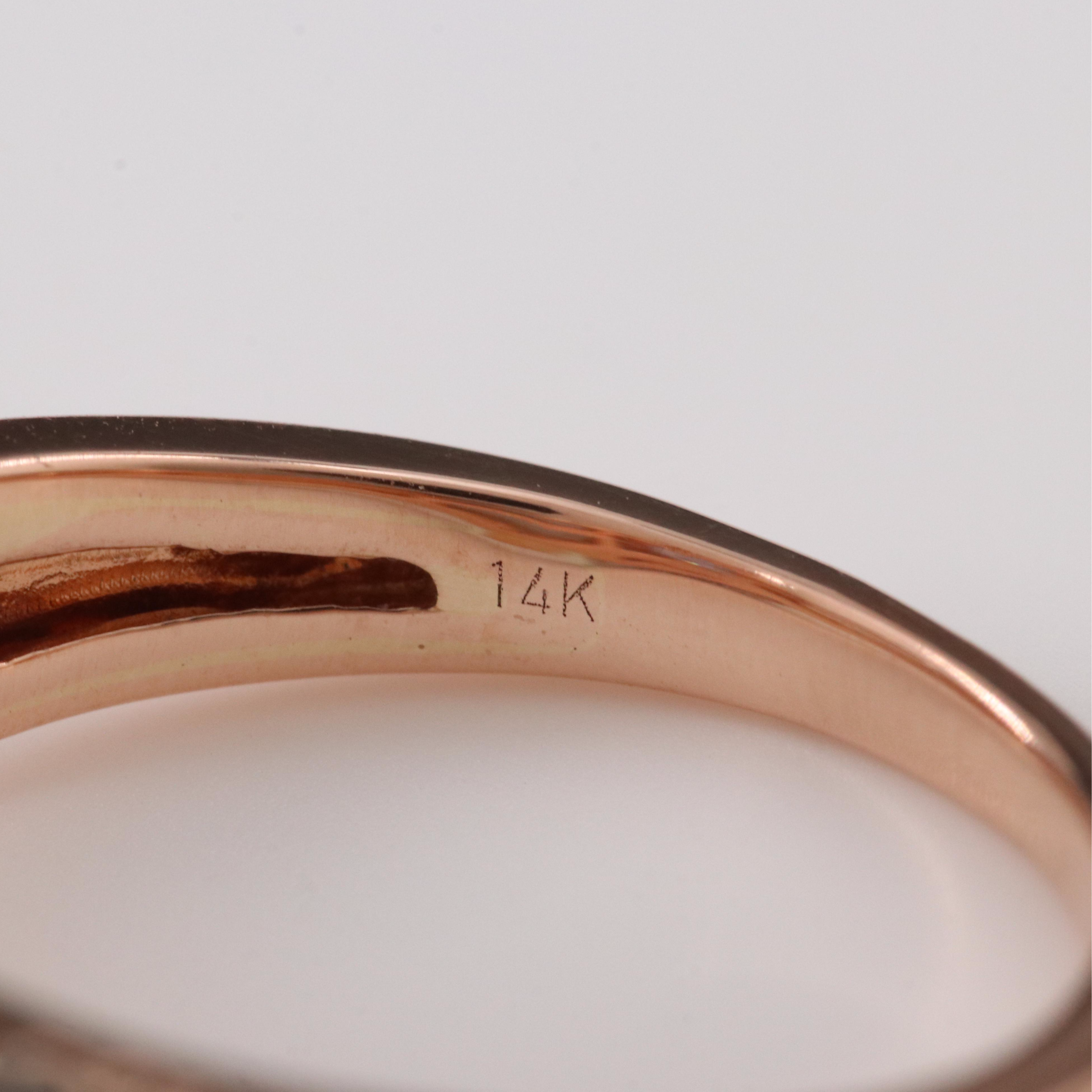 14K Rose Gold Tanzanite and Diamond Ring Featuring Fancy Brown