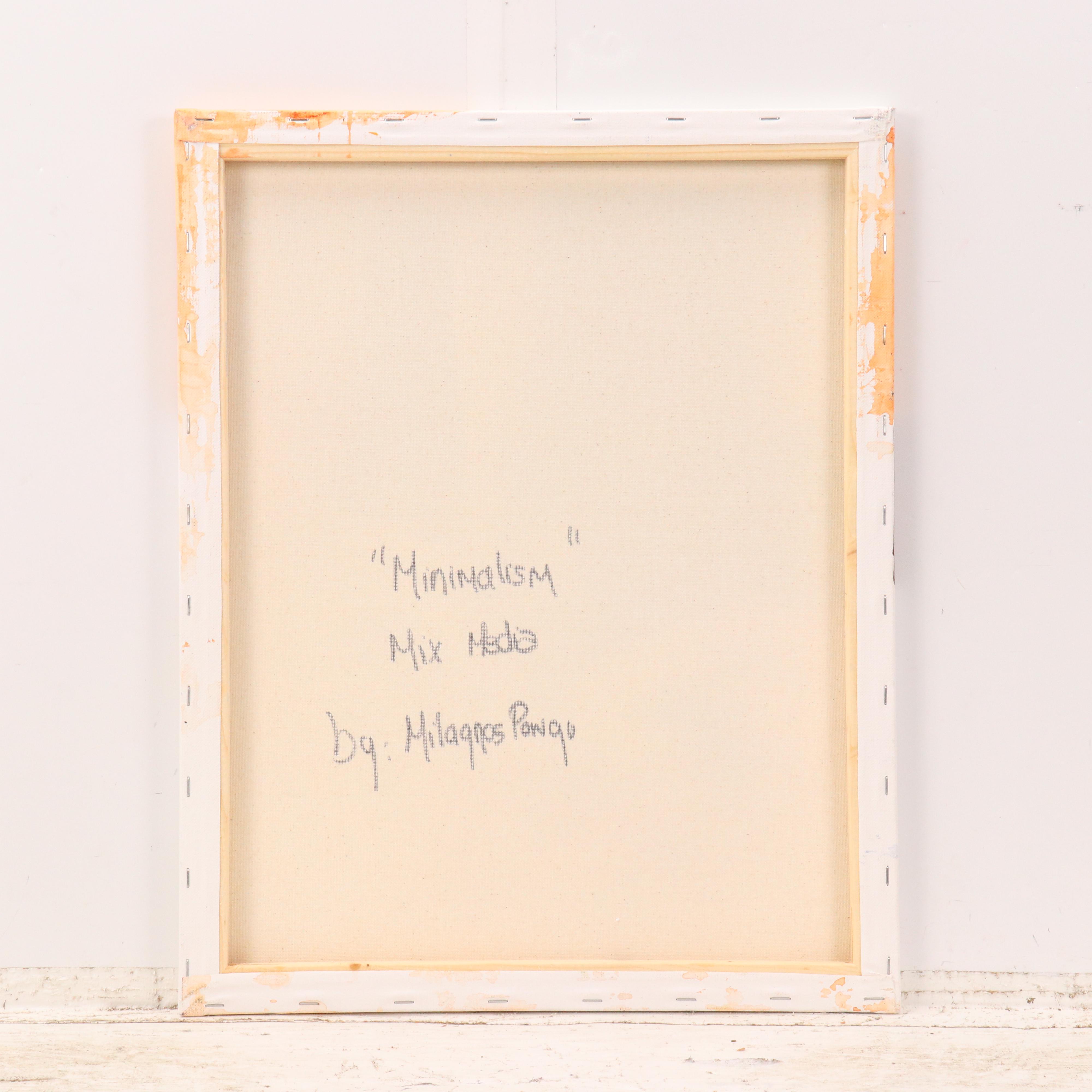 Milagros Pongo Abstract Mixed Media Painting "Minimalism," 21st Century