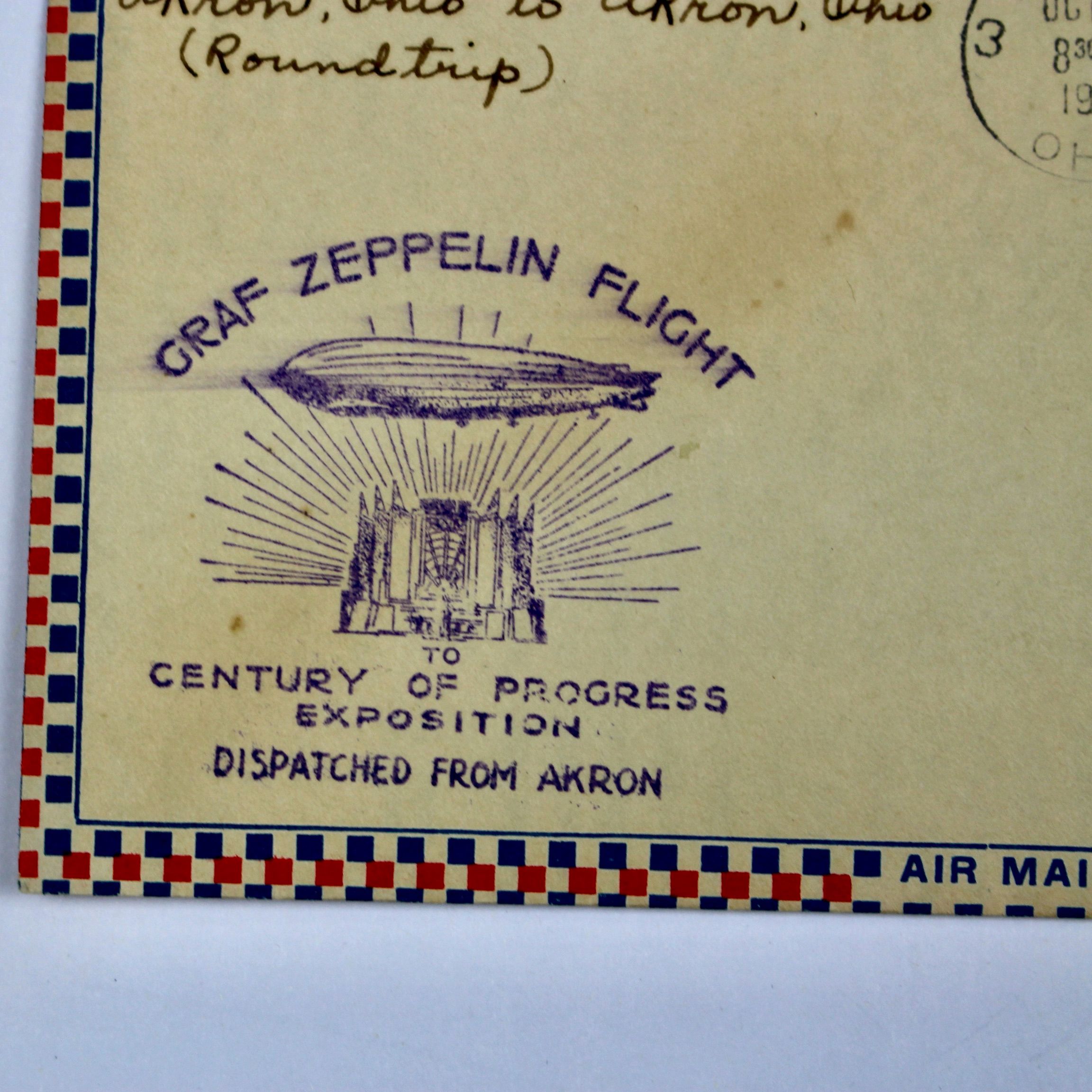 1933 Graf Zeppelin Postal Cover, Century of Progress