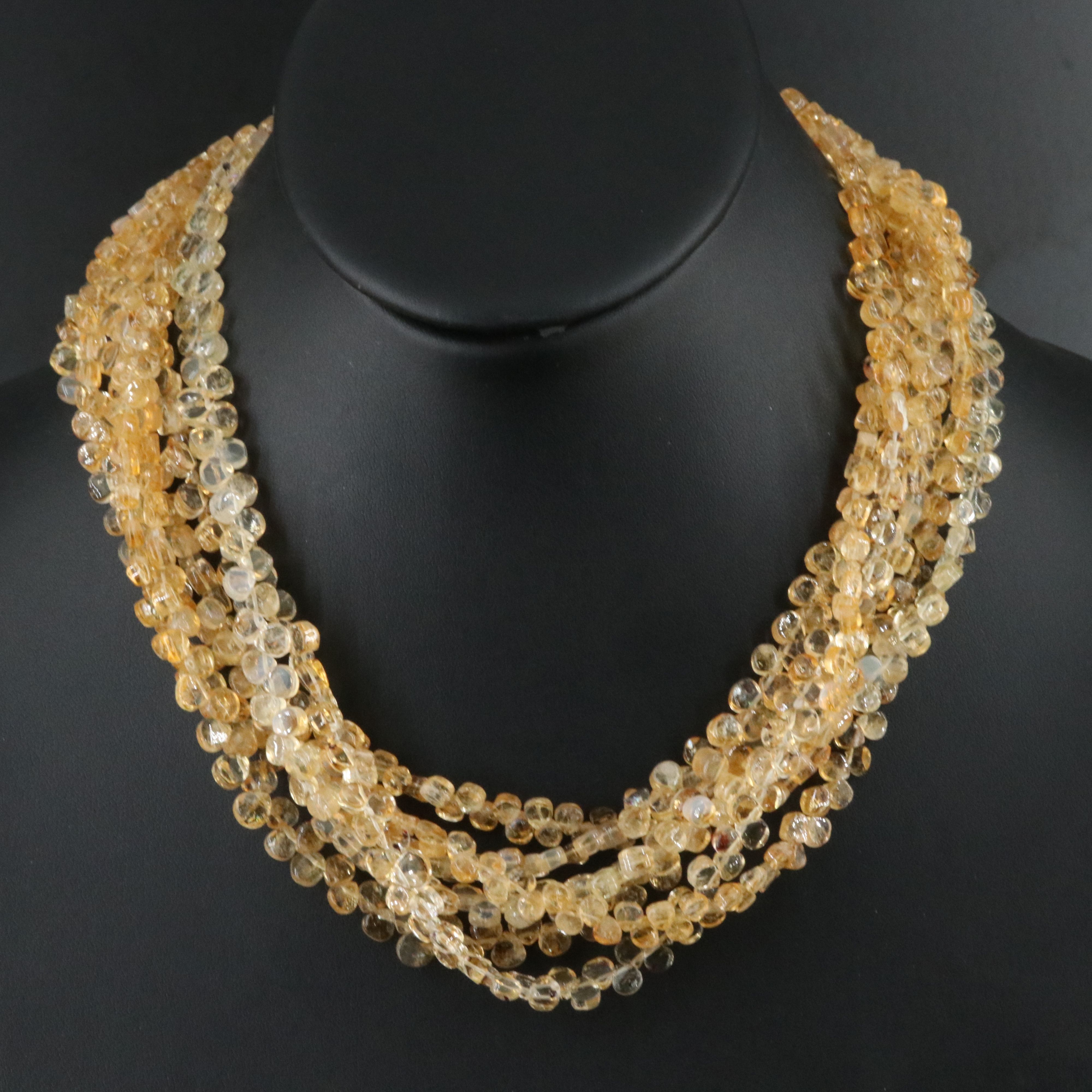 Multi Strand Citrine Necklace with Sterling Clasp