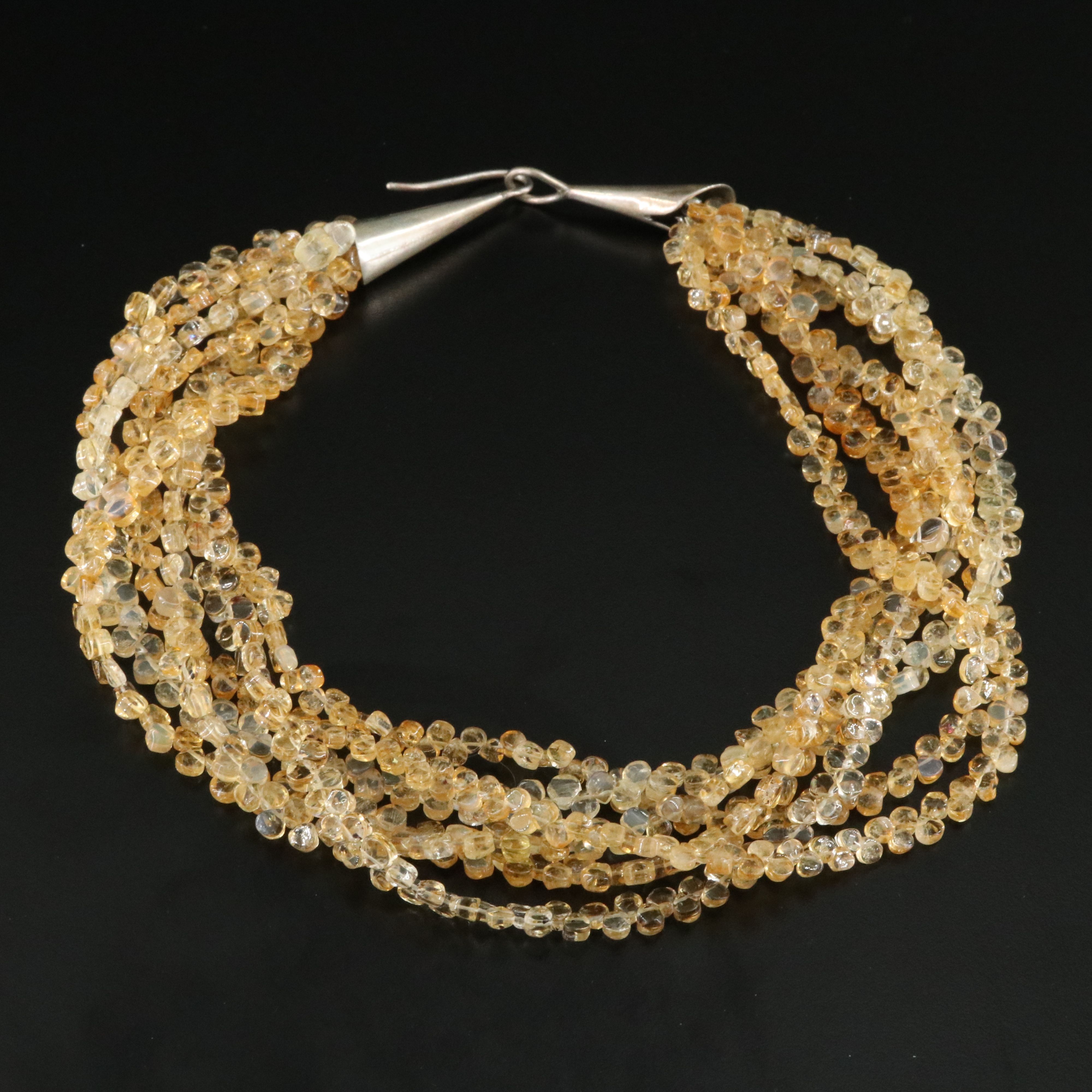Multi Strand Citrine Necklace with Sterling Clasp