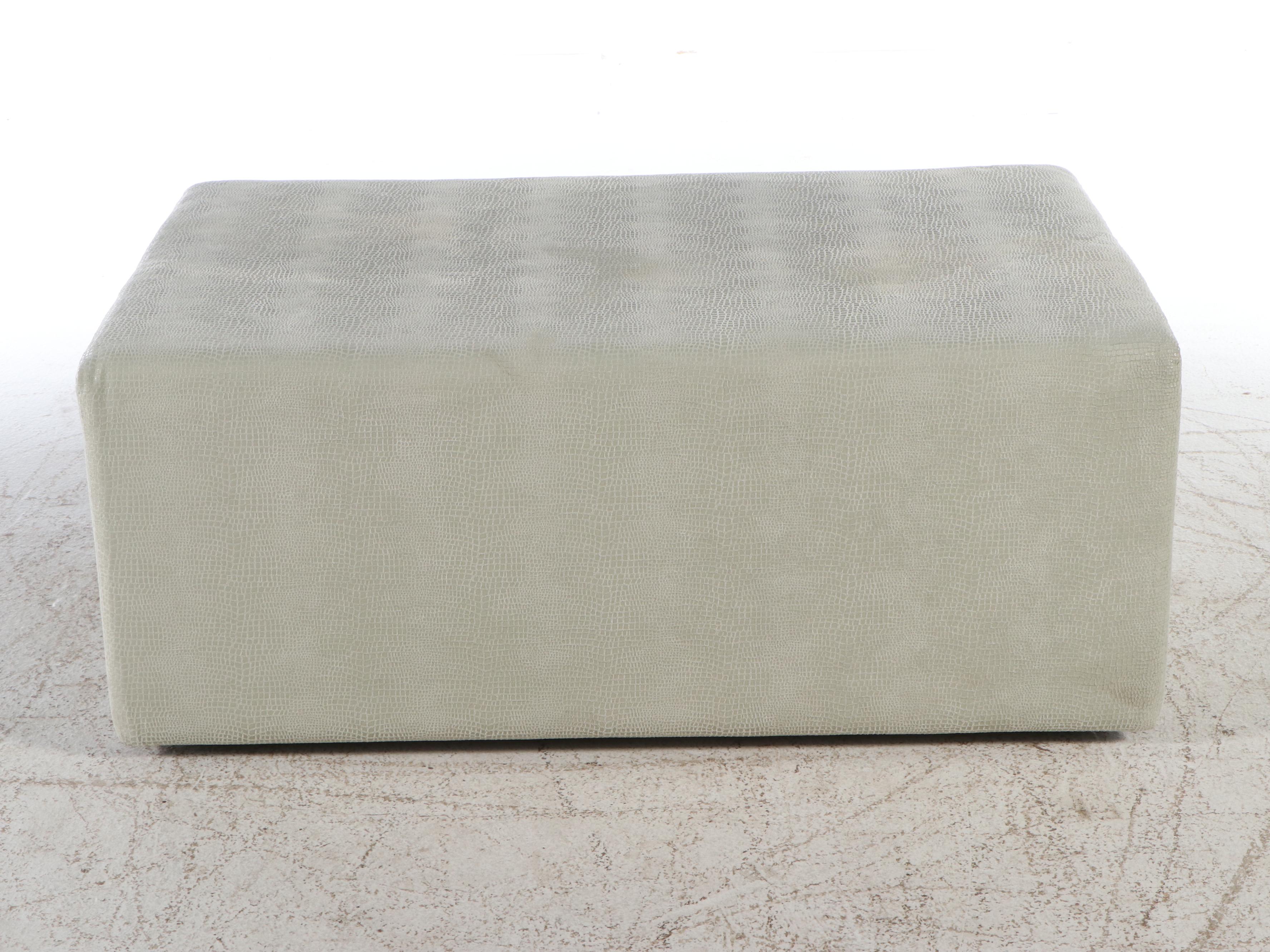 Alligator Embossed Faux Leather Upholstered Ottoman