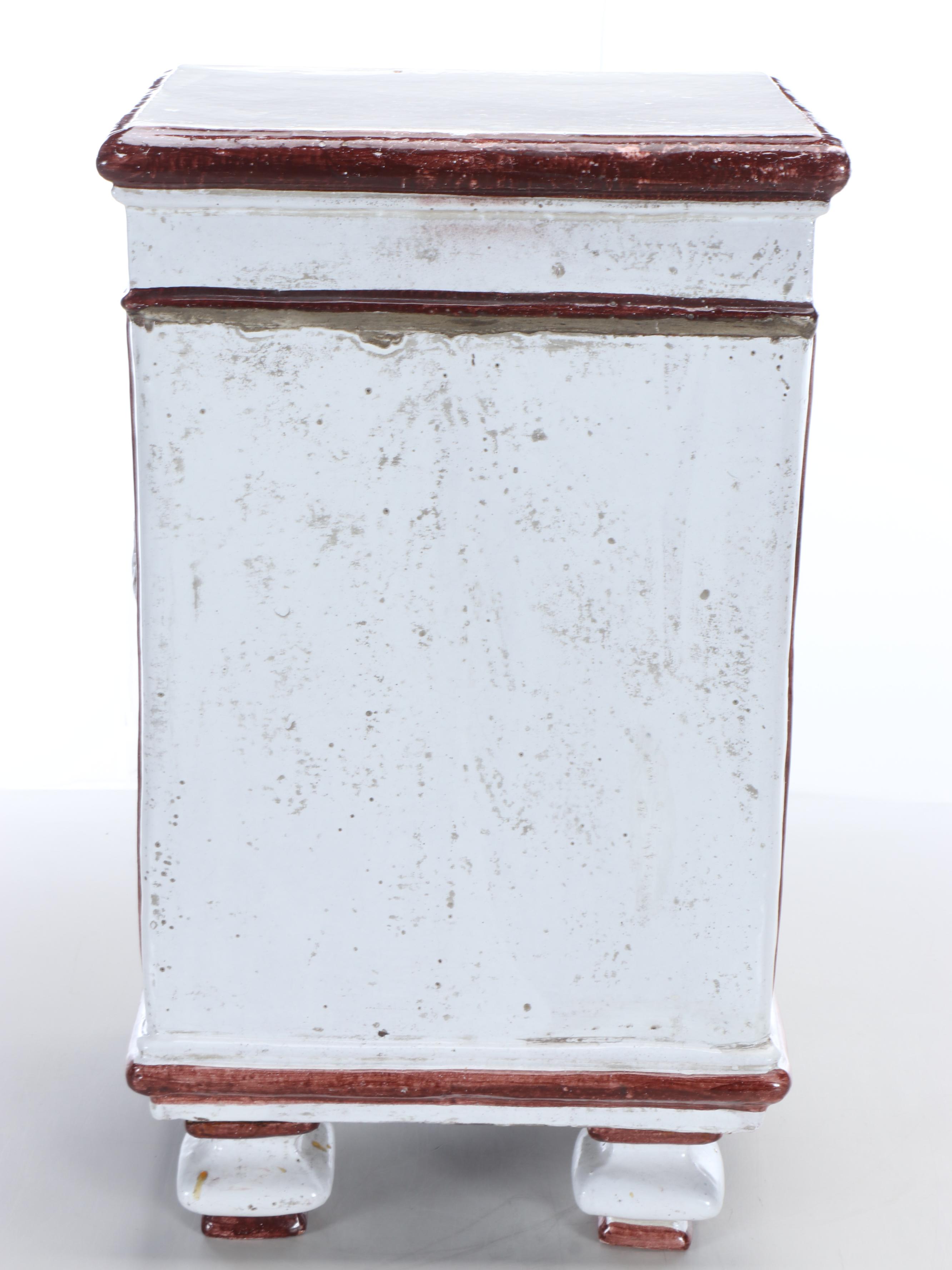 Enameled Ceramic Ice Box, Antique
