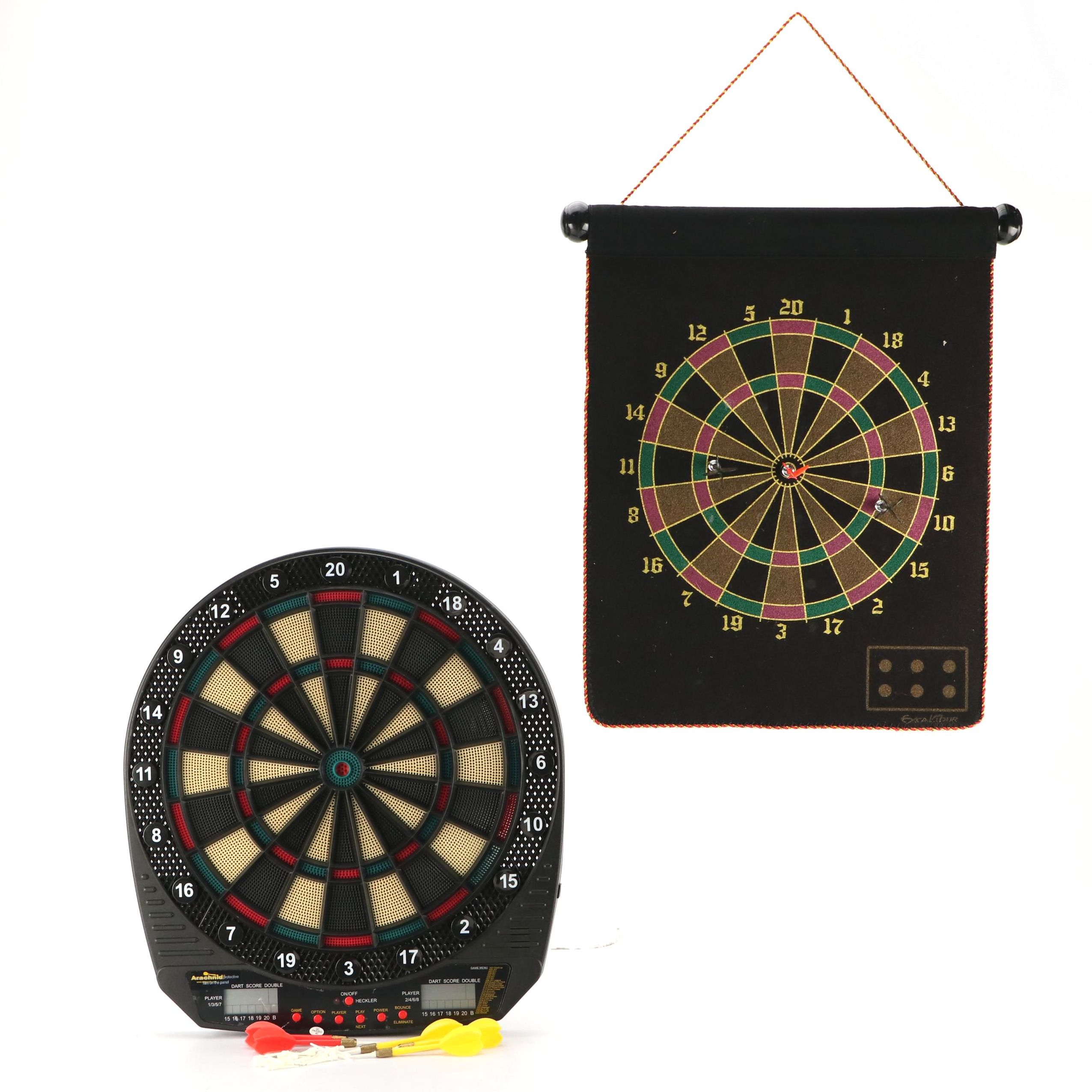 Arachnid and Excalibur Dartboards with Plastic and Magnetic Tipped Darts