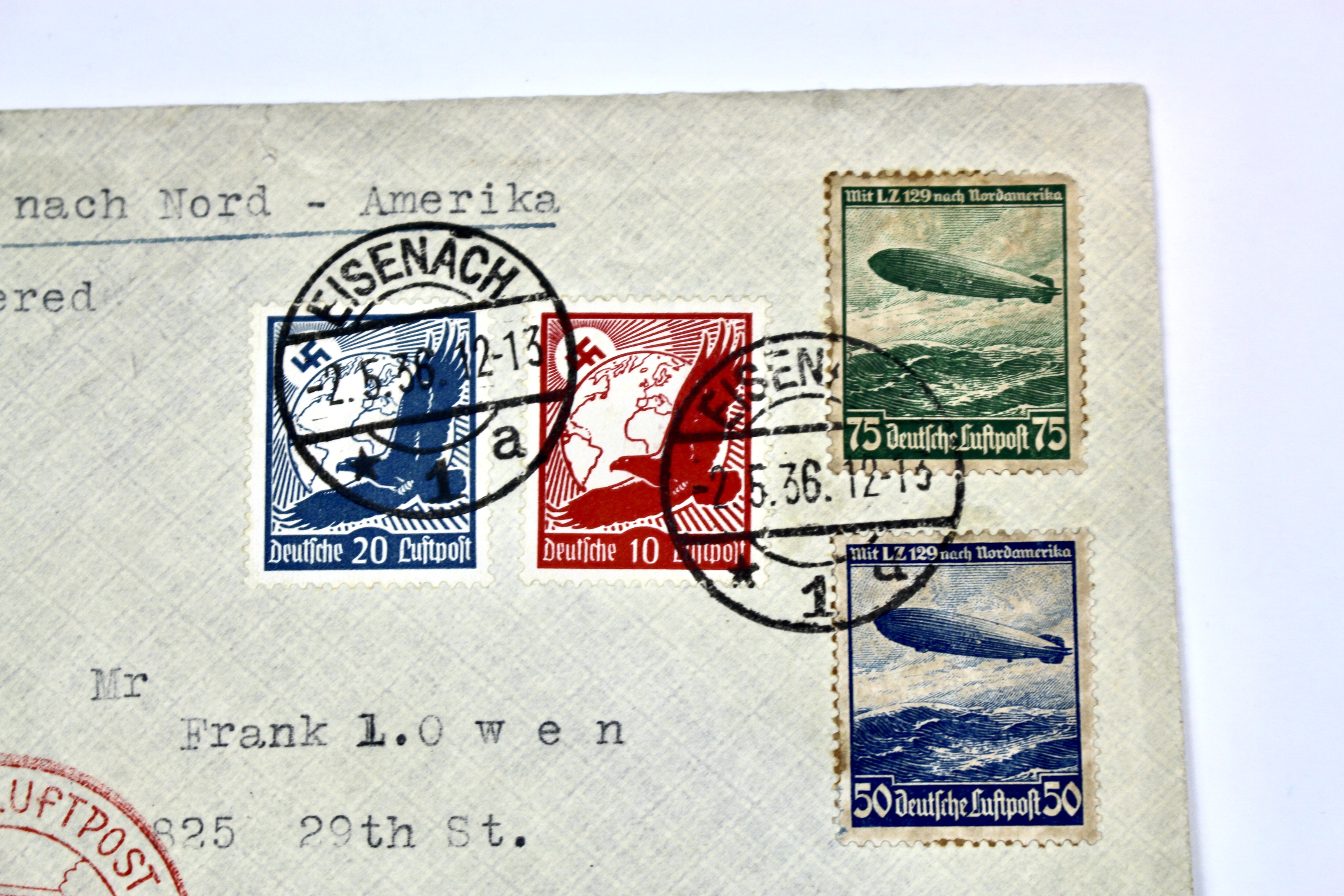 1936 Graf Zeppelin Postal Cover, Germany to New York