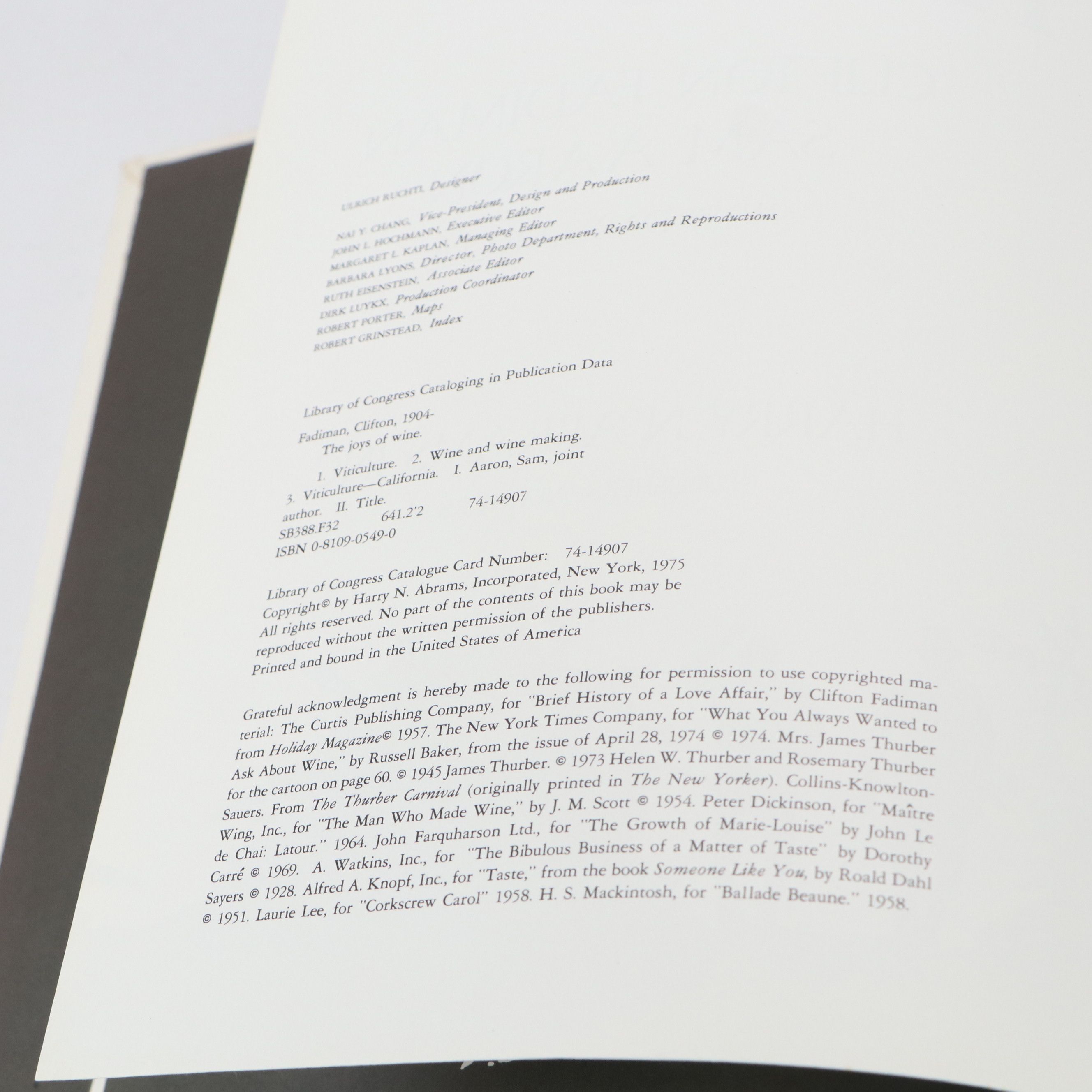 "The Joys of Wine" by Clifton Fadiman and Sam Aaron with Wine Cellar Catalogs