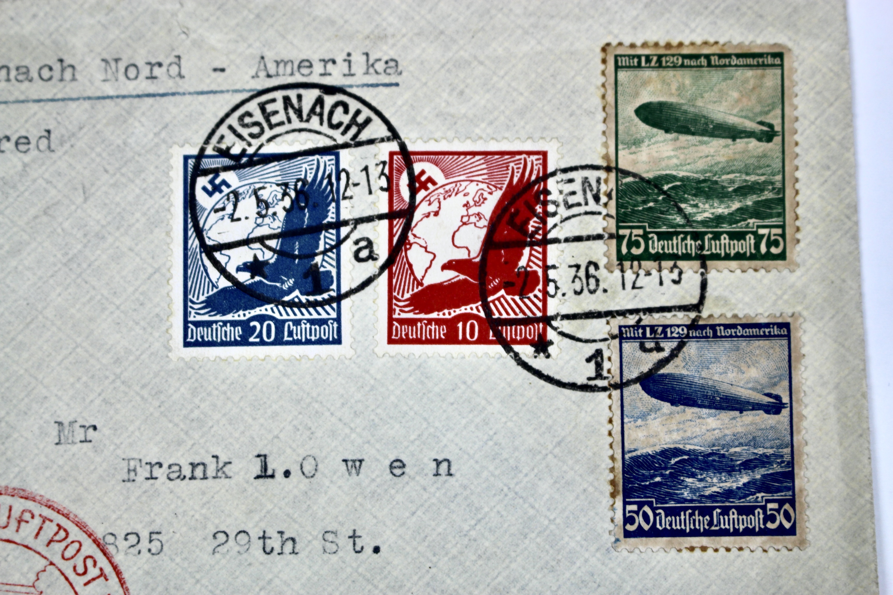 1936 Graf Zeppelin Postal Cover, Germany to New York