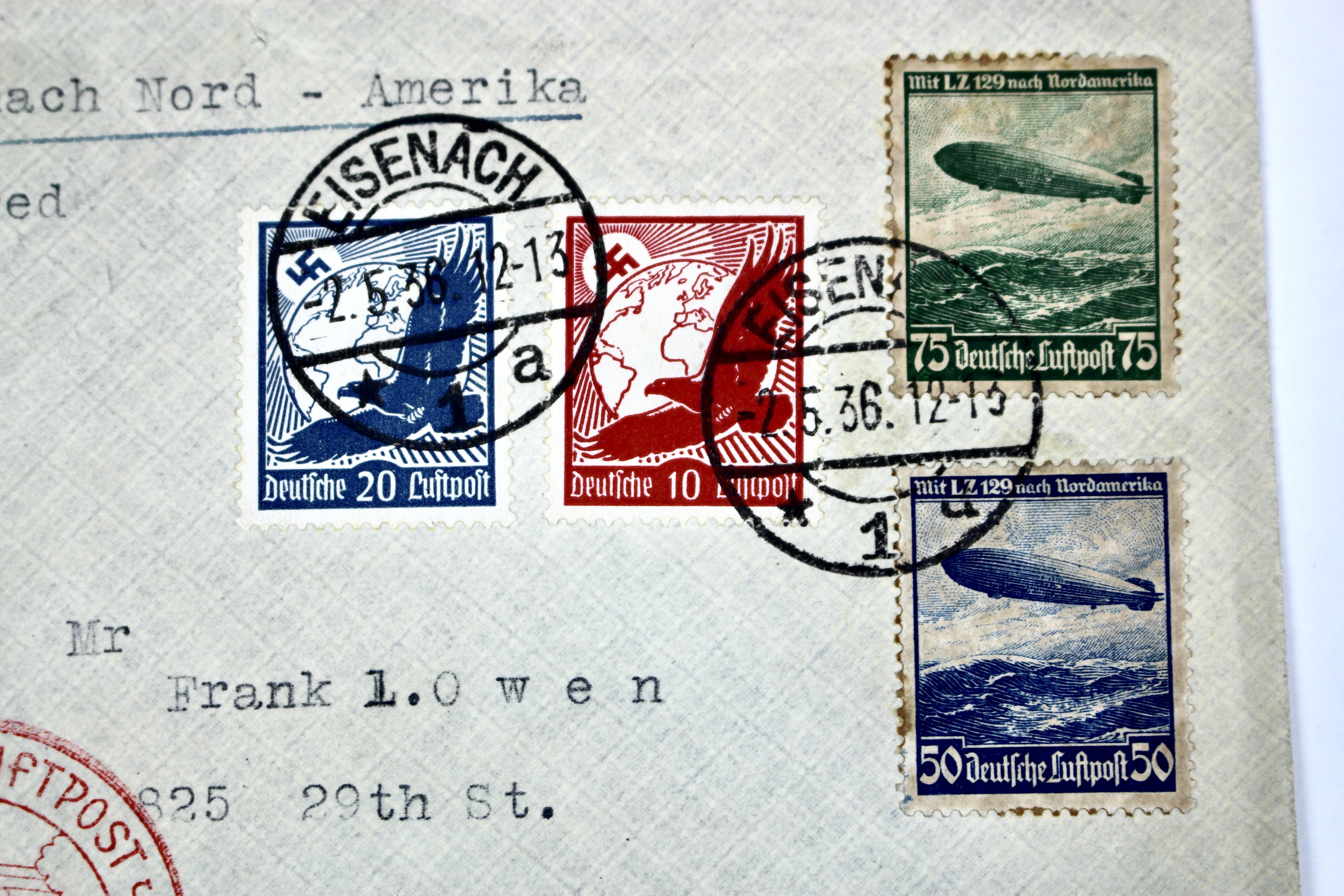 1936 Graf Zeppelin Postal Cover, Germany to New York