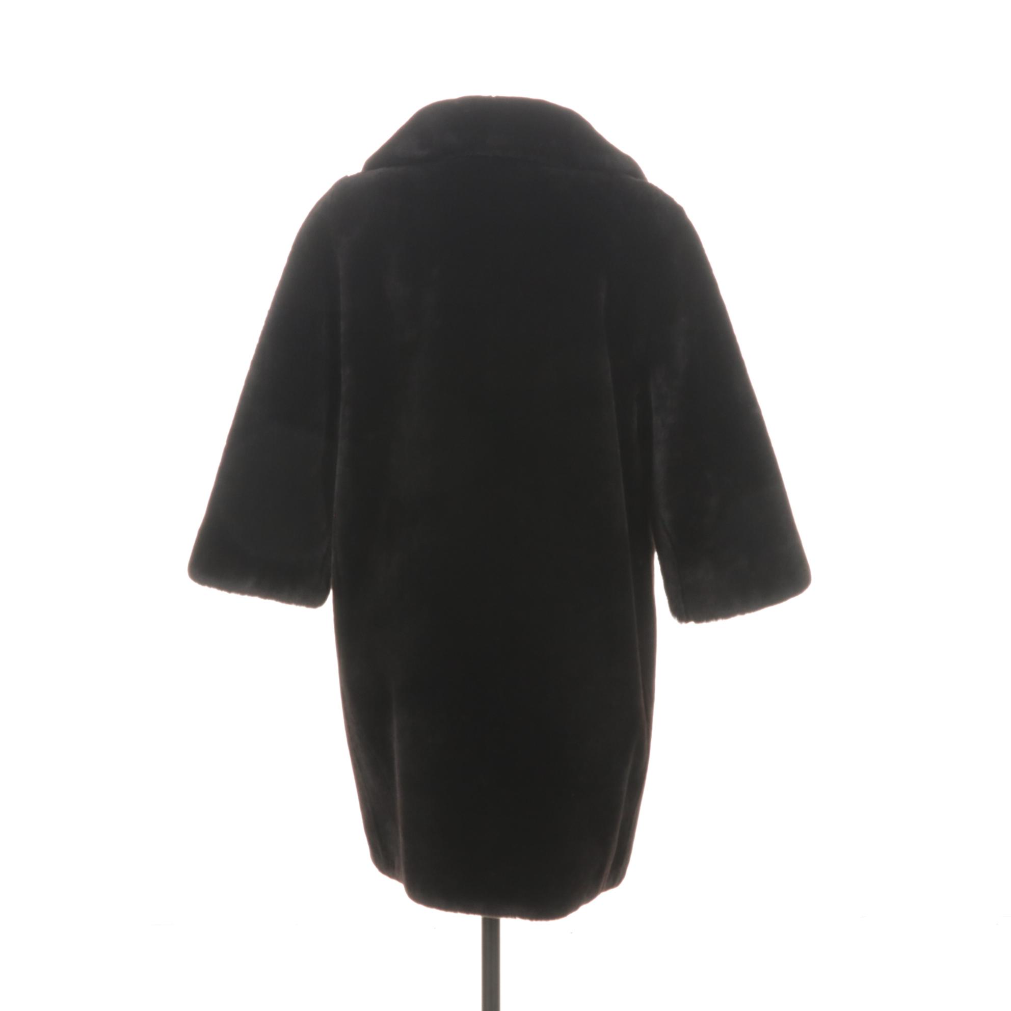 Black Mouton Fur Stroller with Striped Lining by E.W. Edwards & Son