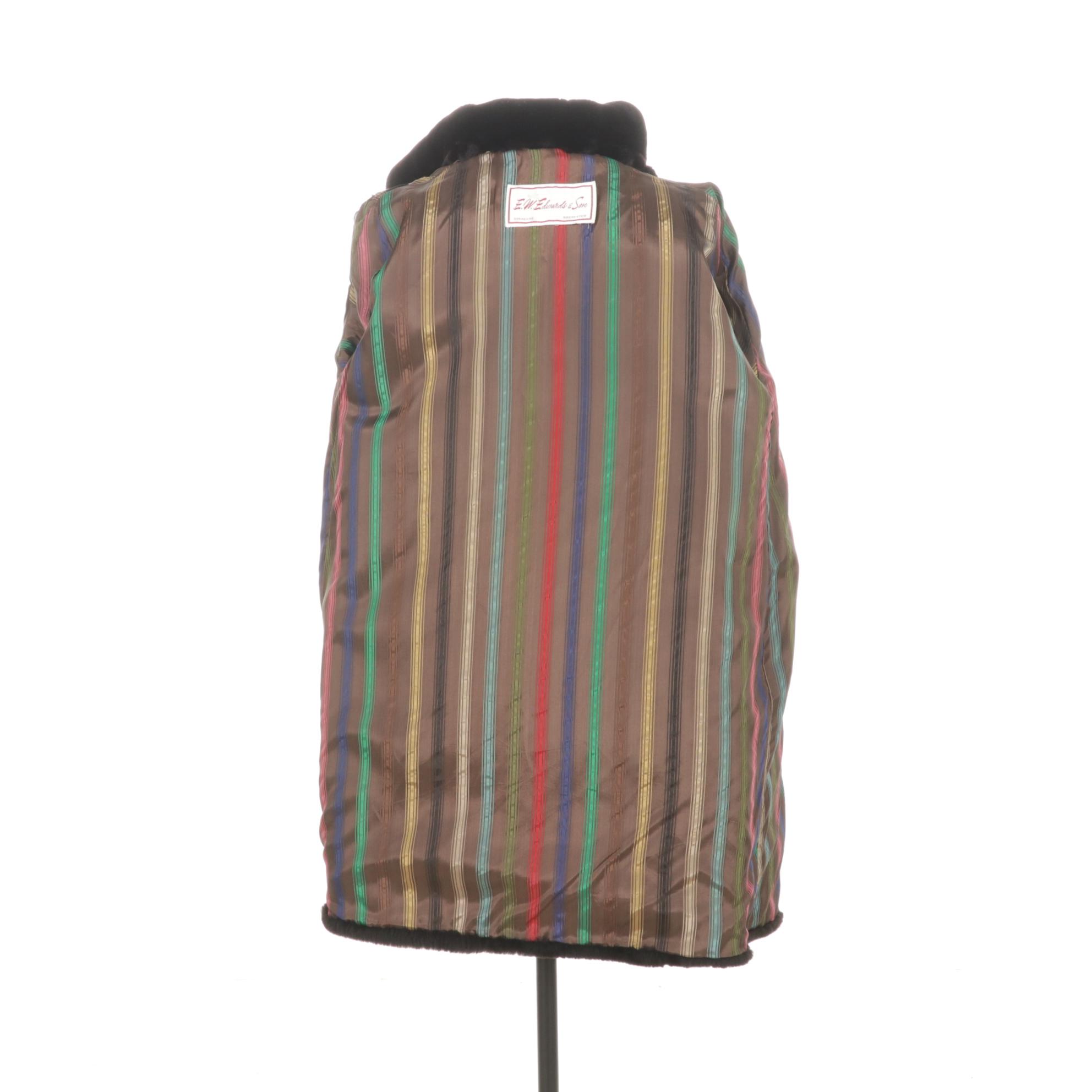 Black Mouton Fur Stroller with Striped Lining by E.W. Edwards & Son