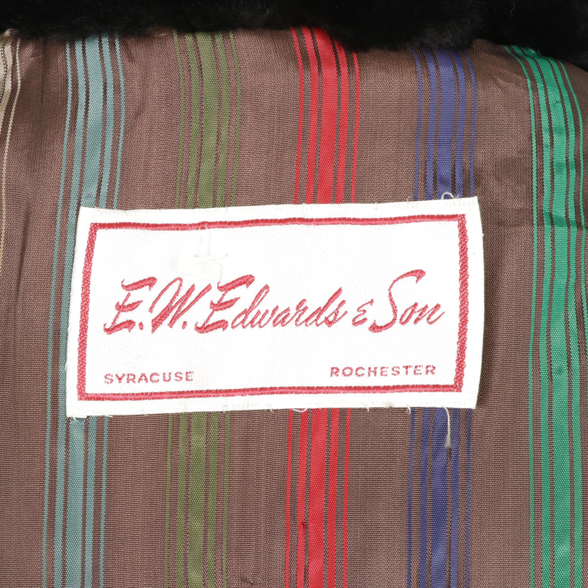 Black Mouton Fur Stroller with Striped Lining by E.W. Edwards & Son