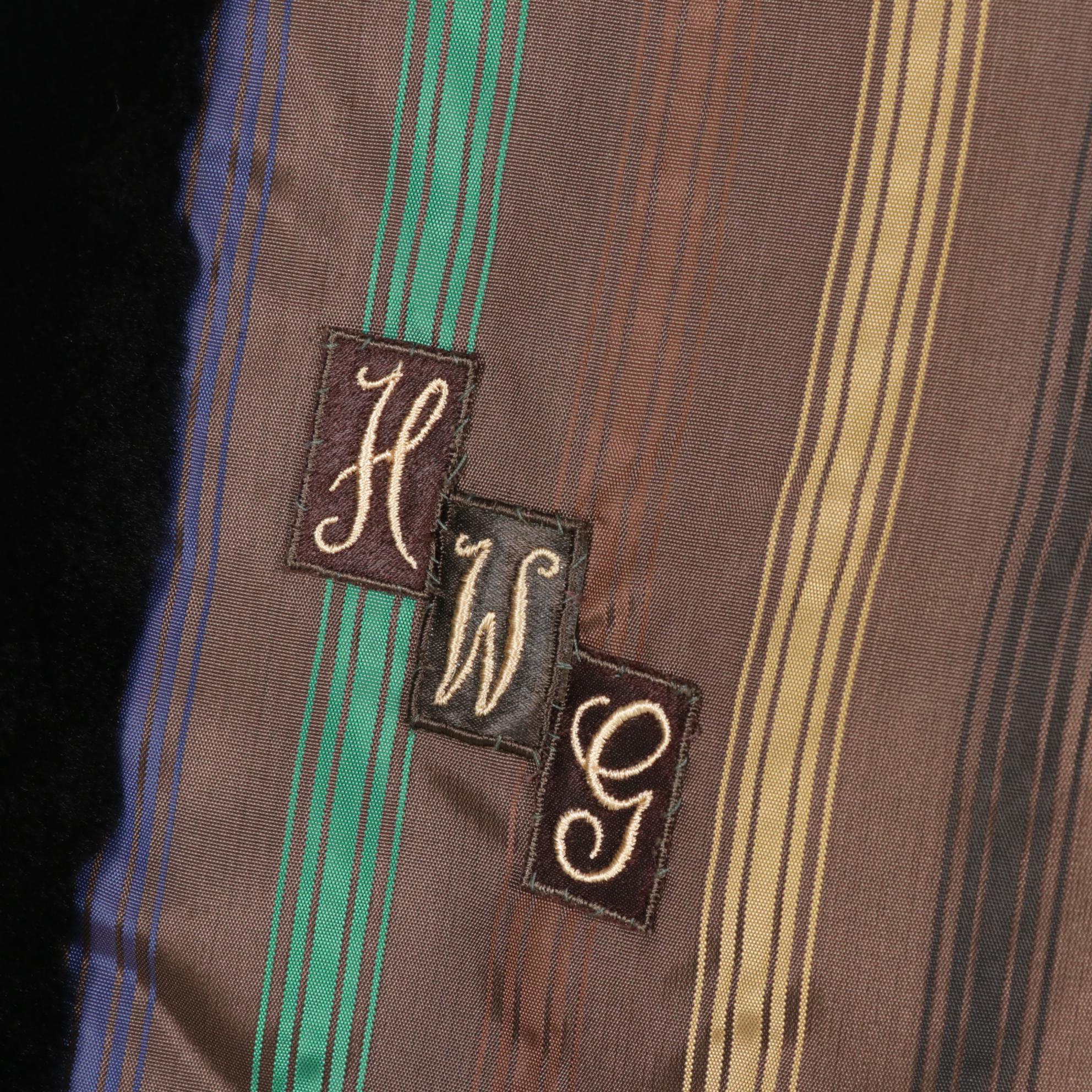 Black Mouton Fur Stroller with Striped Lining by E.W. Edwards & Son