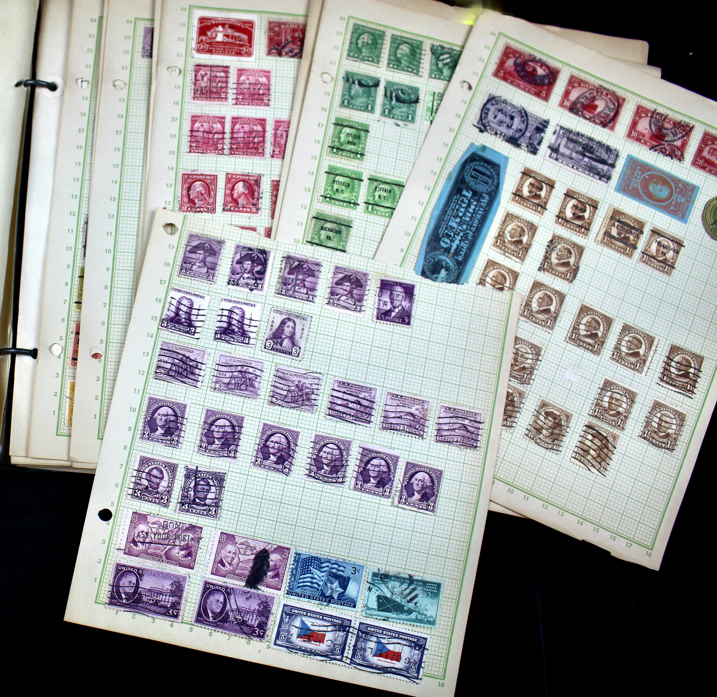 Early University Notebook of Hundreds of Vintage U.S. Postage Stamps