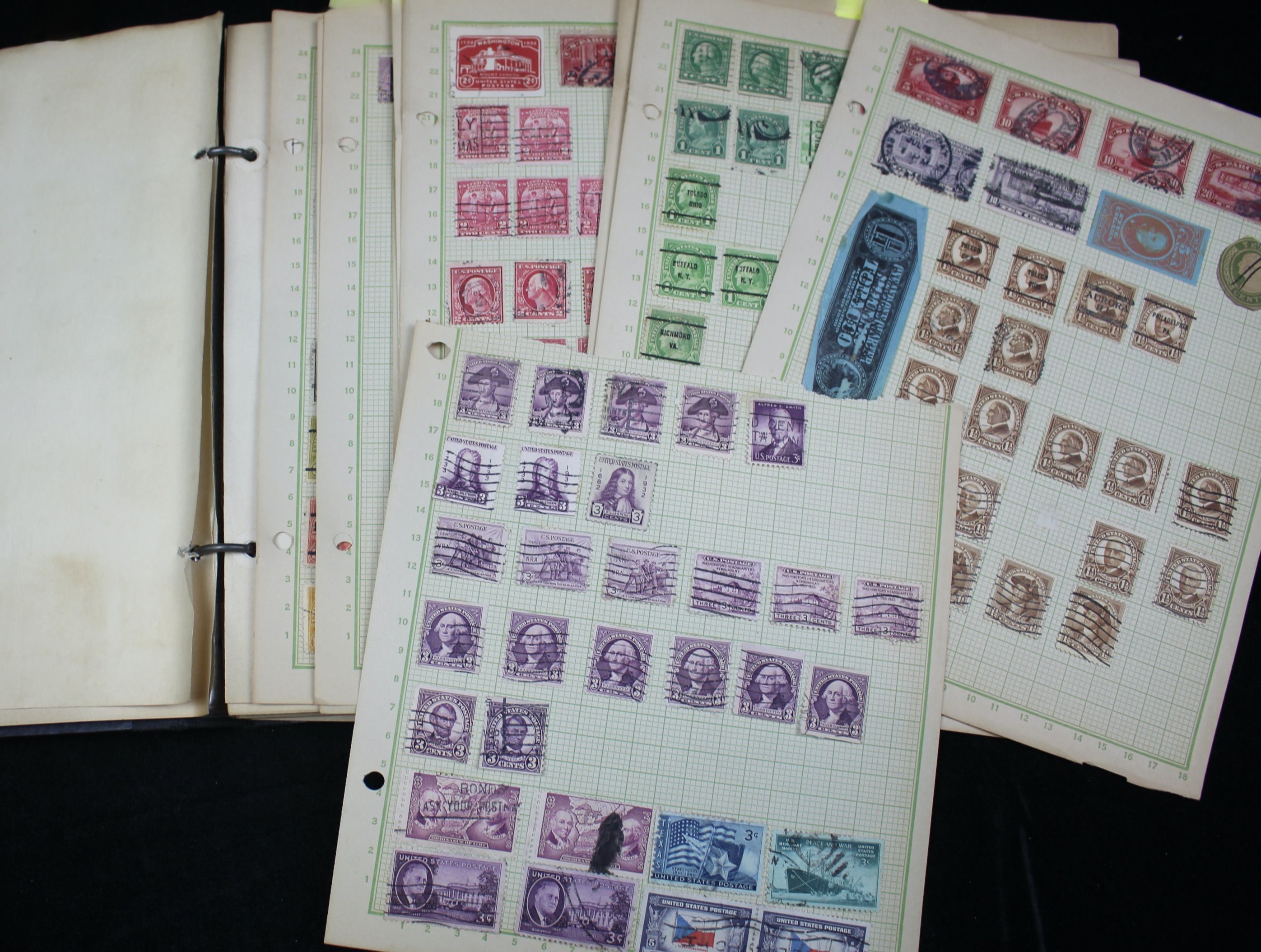 Early University Notebook of Hundreds of Vintage U.S. Postage Stamps