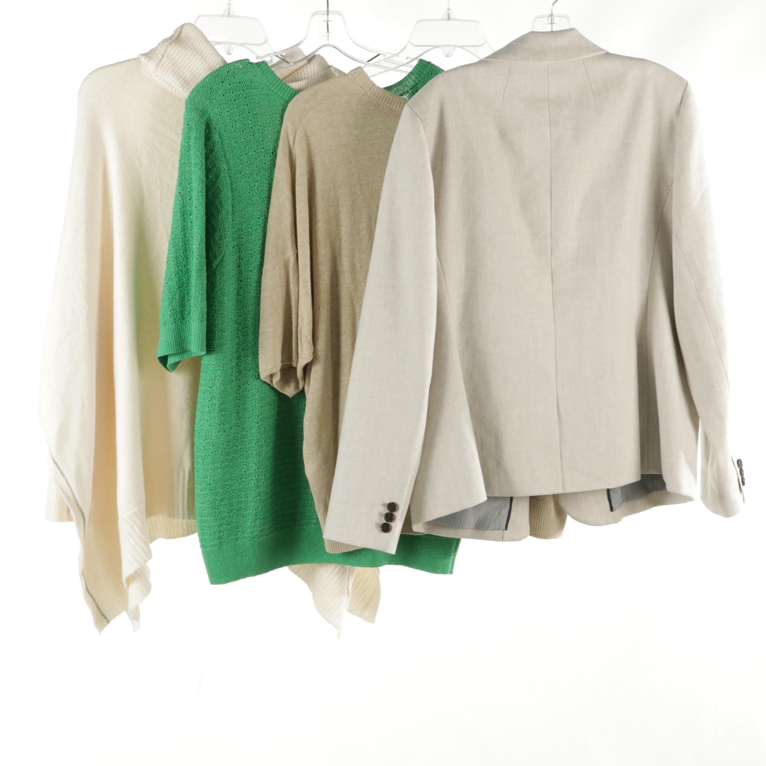 J. Crew, Banana Republic, and Chico's Jacket, Knit Tops, and Cowl Neck Poncho