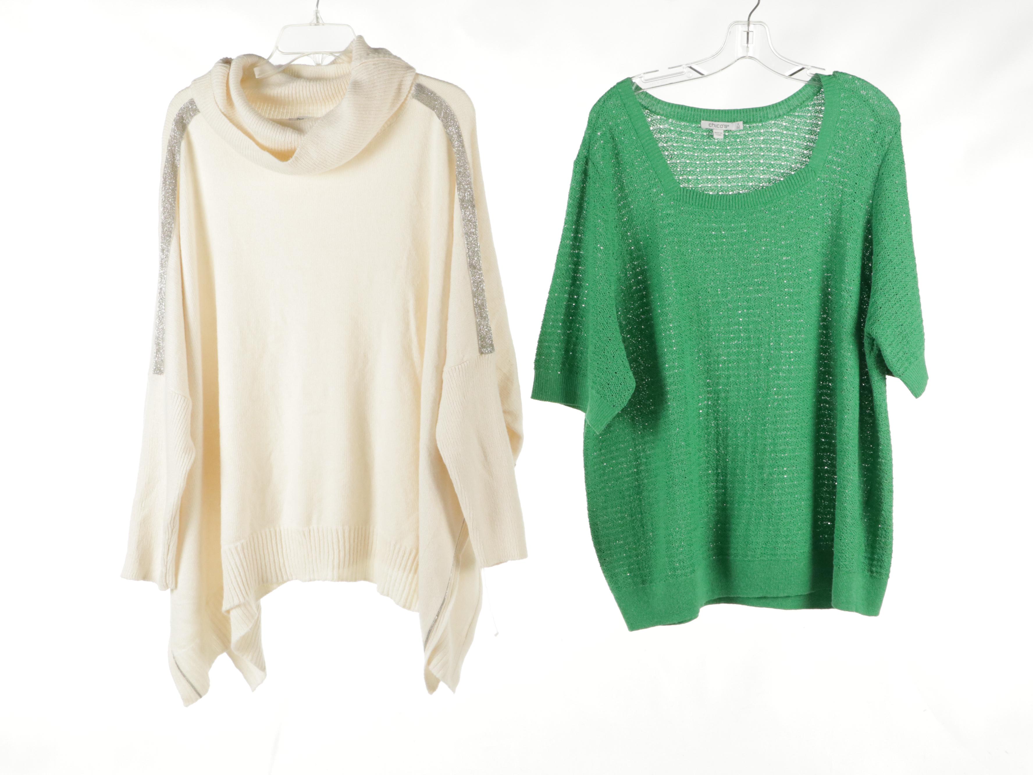 J. Crew, Banana Republic, and Chico's Jacket, Knit Tops, and Cowl Neck Poncho