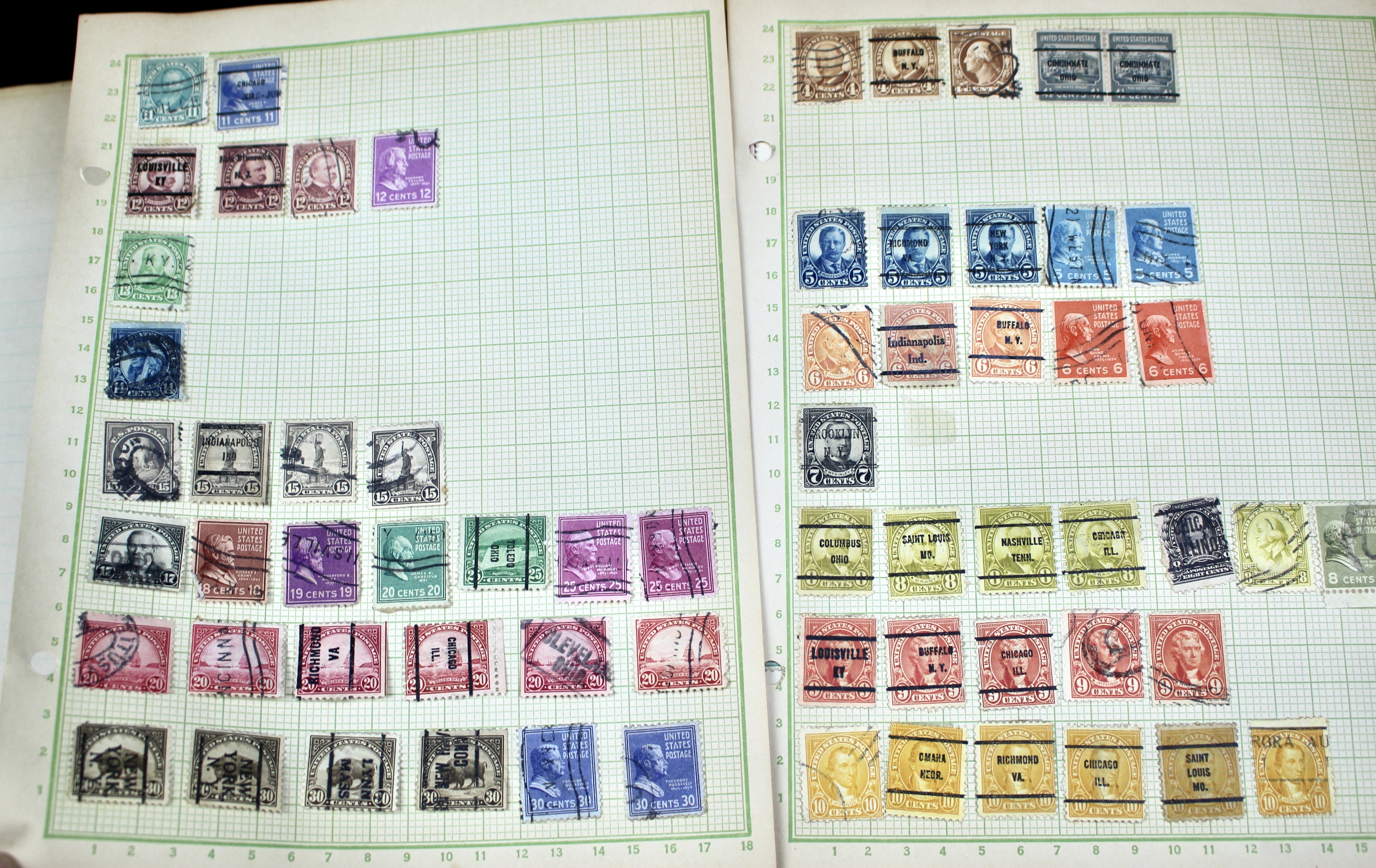 Early University Notebook of Hundreds of Vintage U.S. Postage Stamps