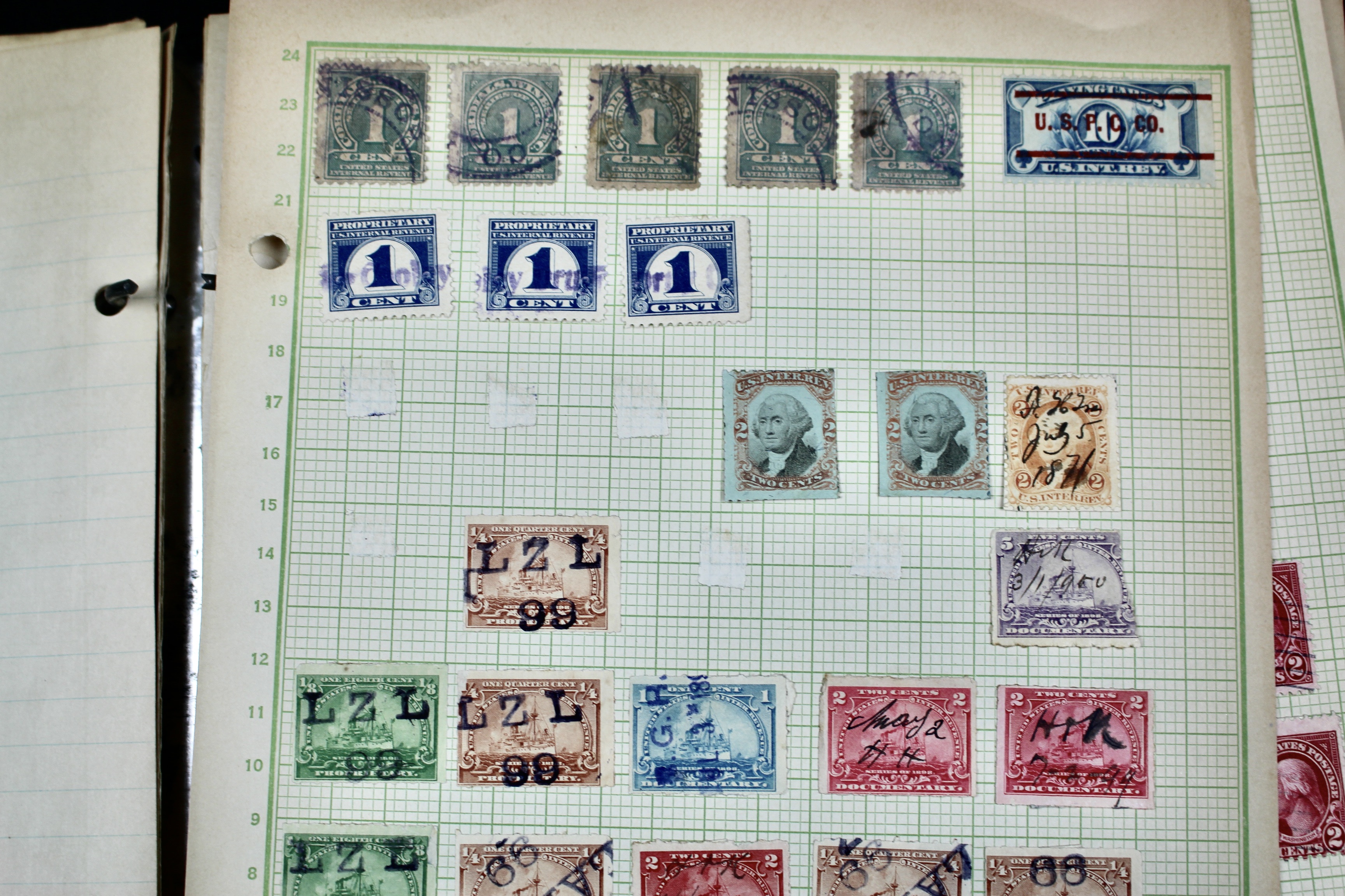 Early University Notebook of Hundreds of Vintage U.S. Postage Stamps