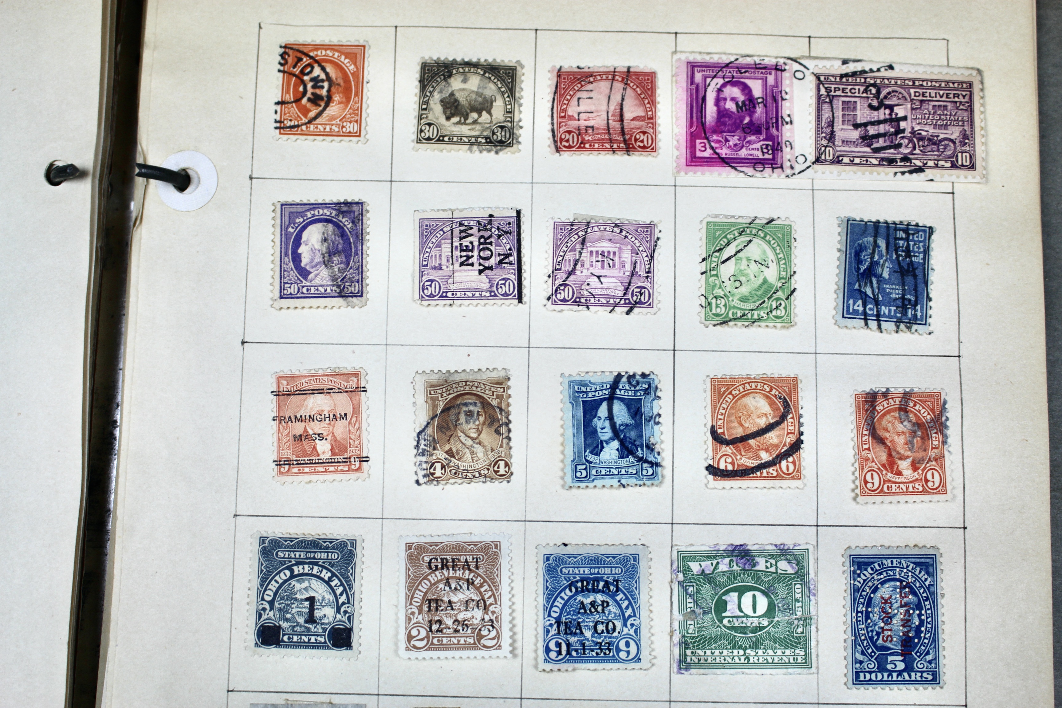 Early University Notebook of Hundreds of Vintage U.S. Postage Stamps