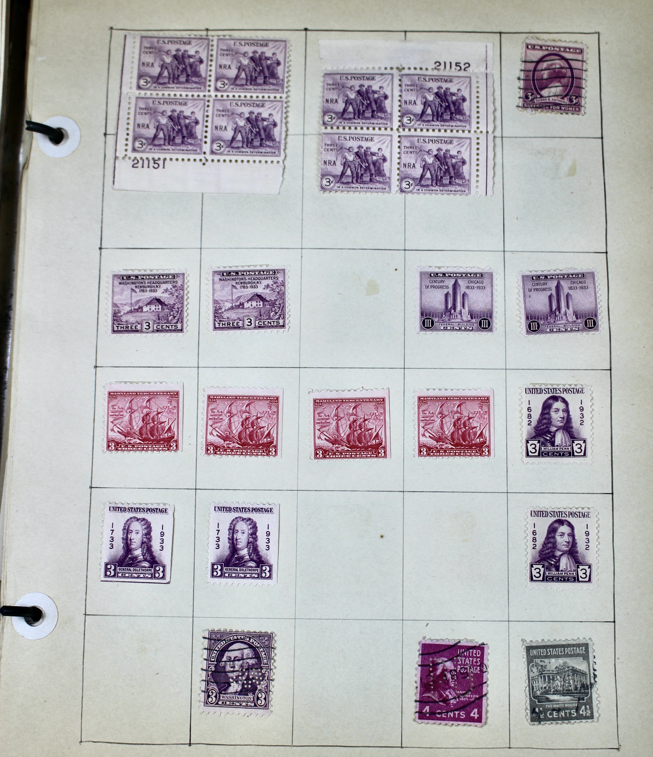 Early University Notebook of Hundreds of Vintage U.S. Postage Stamps