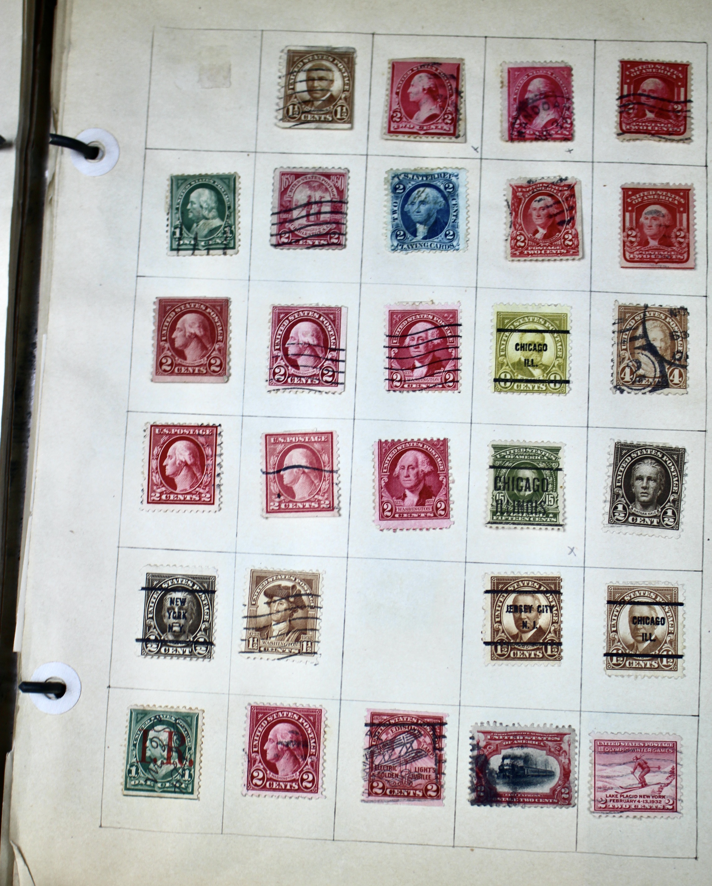 Early University Notebook of Hundreds of Vintage U.S. Postage Stamps