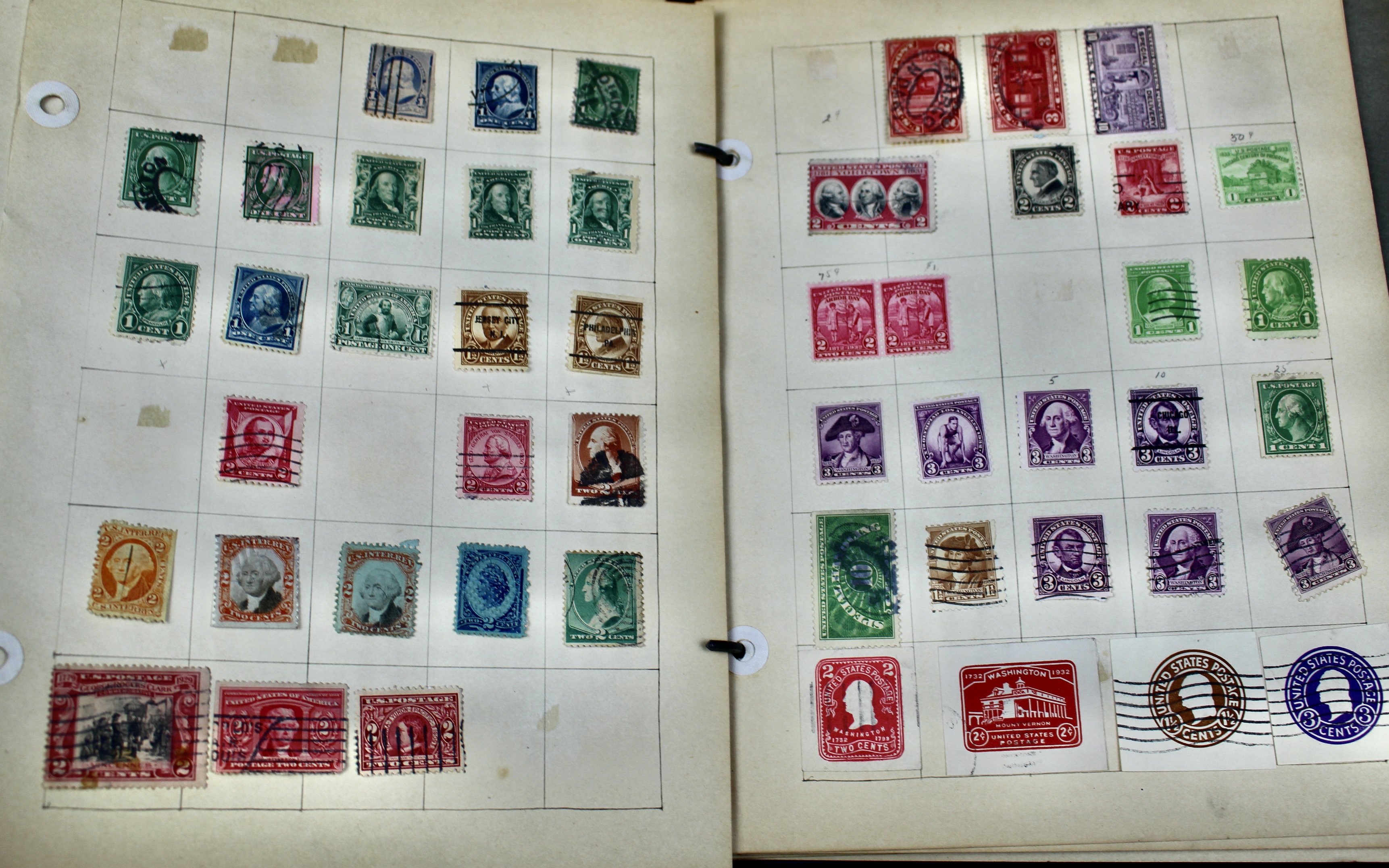 Early University Notebook of Hundreds of Vintage U.S. Postage Stamps