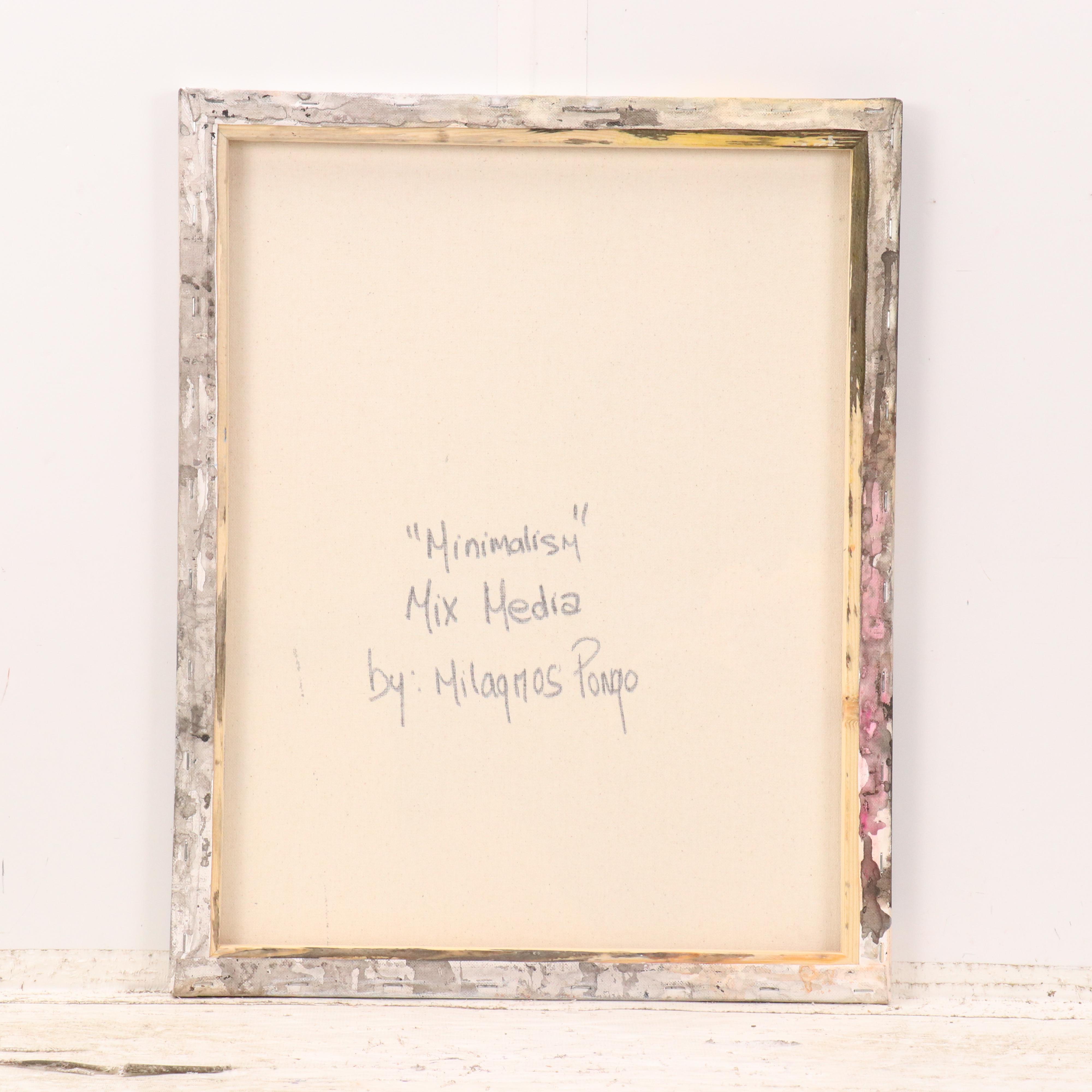 Milagros Pongo Abstract Mixed Media Painting "Minimalism," 21st Century