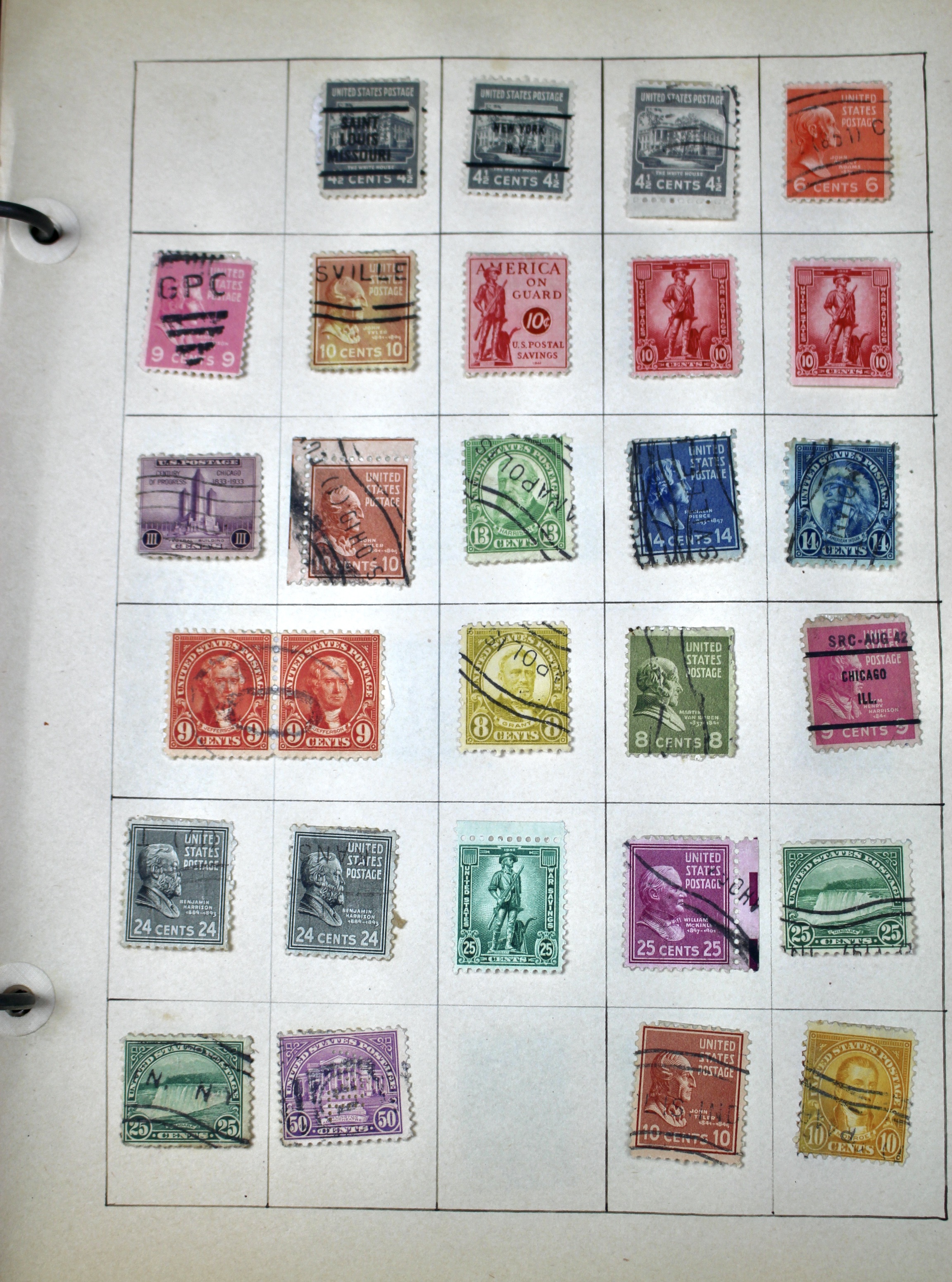 Early University Notebook of Hundreds of Vintage U.S. Postage Stamps